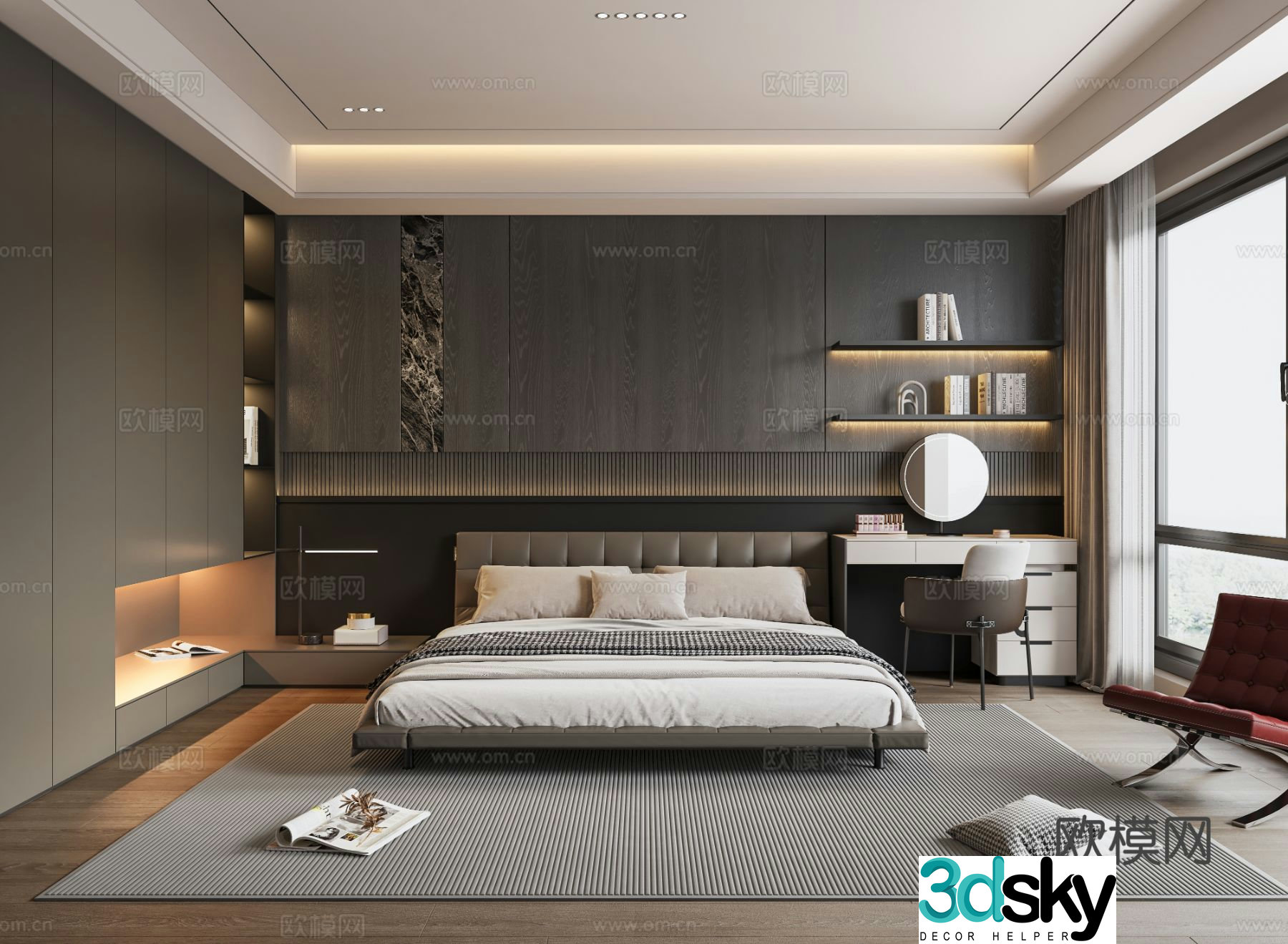 Modern Italian style bedroom 3d model