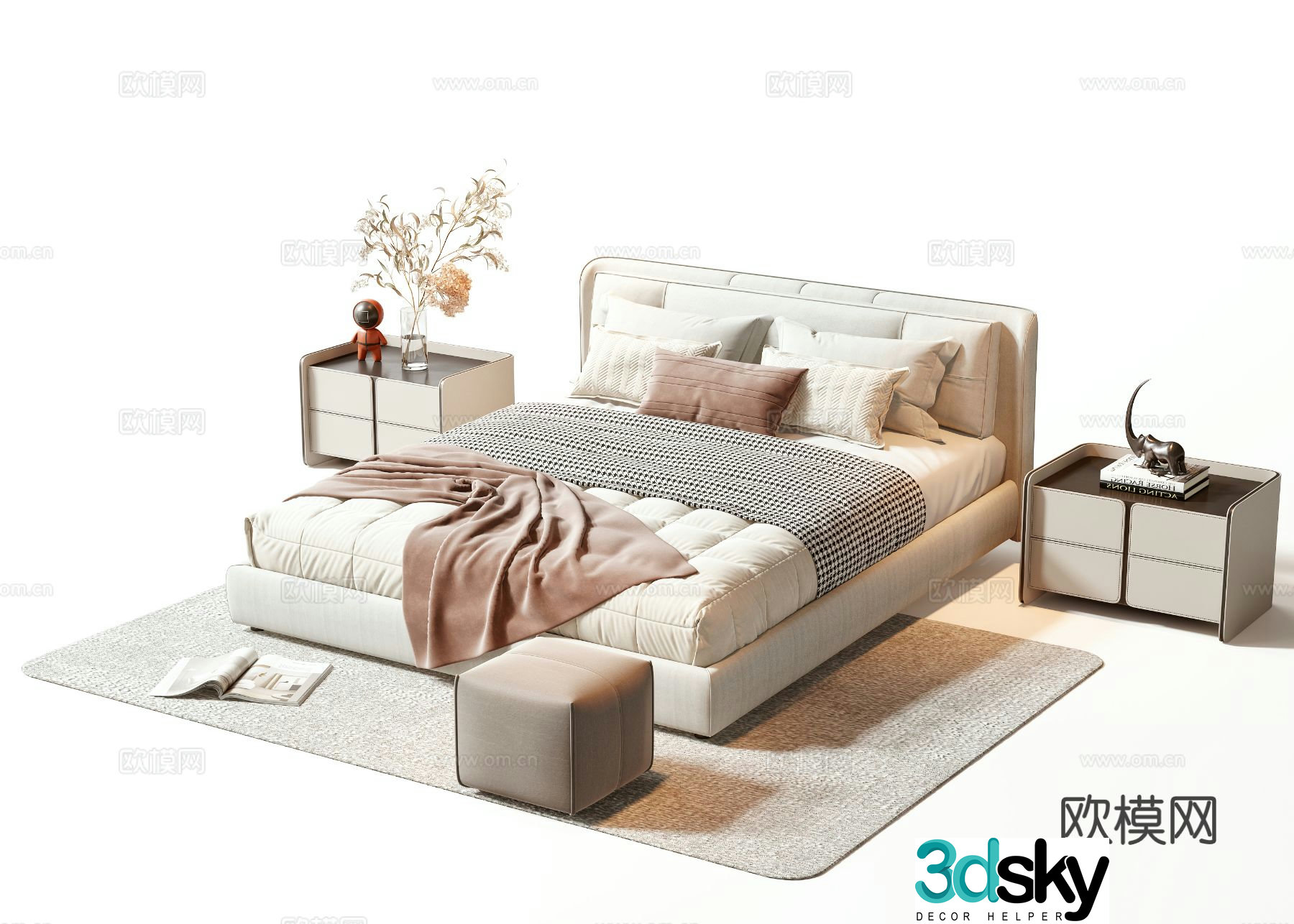 Modern double bed 3d model