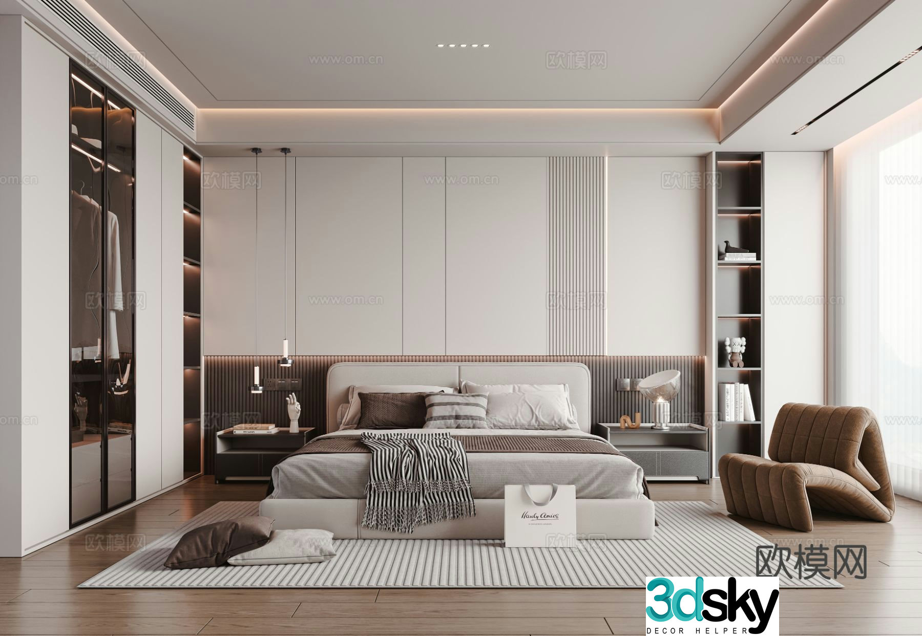Modern bedroom master bedroom 3d model
