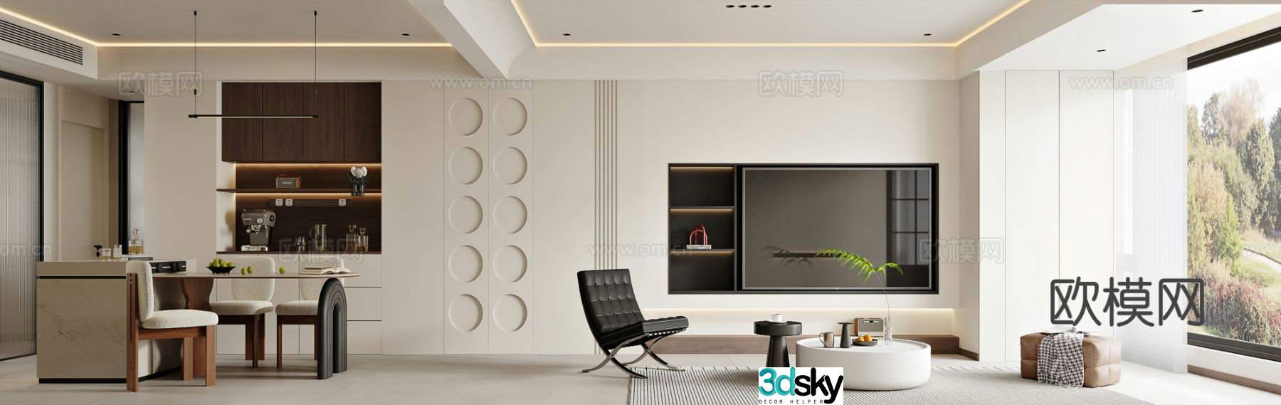 Retro medieval style living room restaurant 3d model