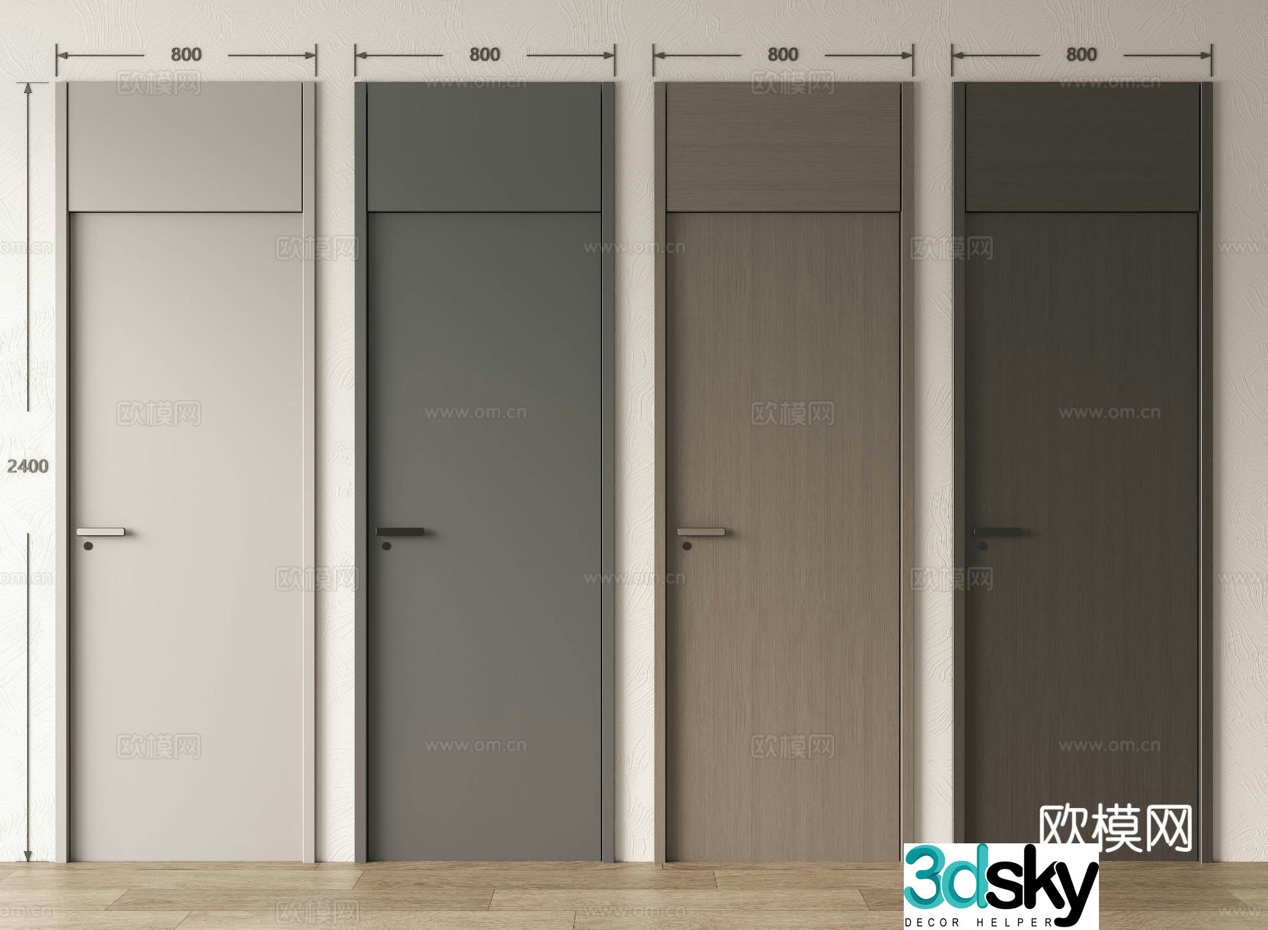 Modern single-open door wooden door open ceiling door bedroom door minimalist door 3D model