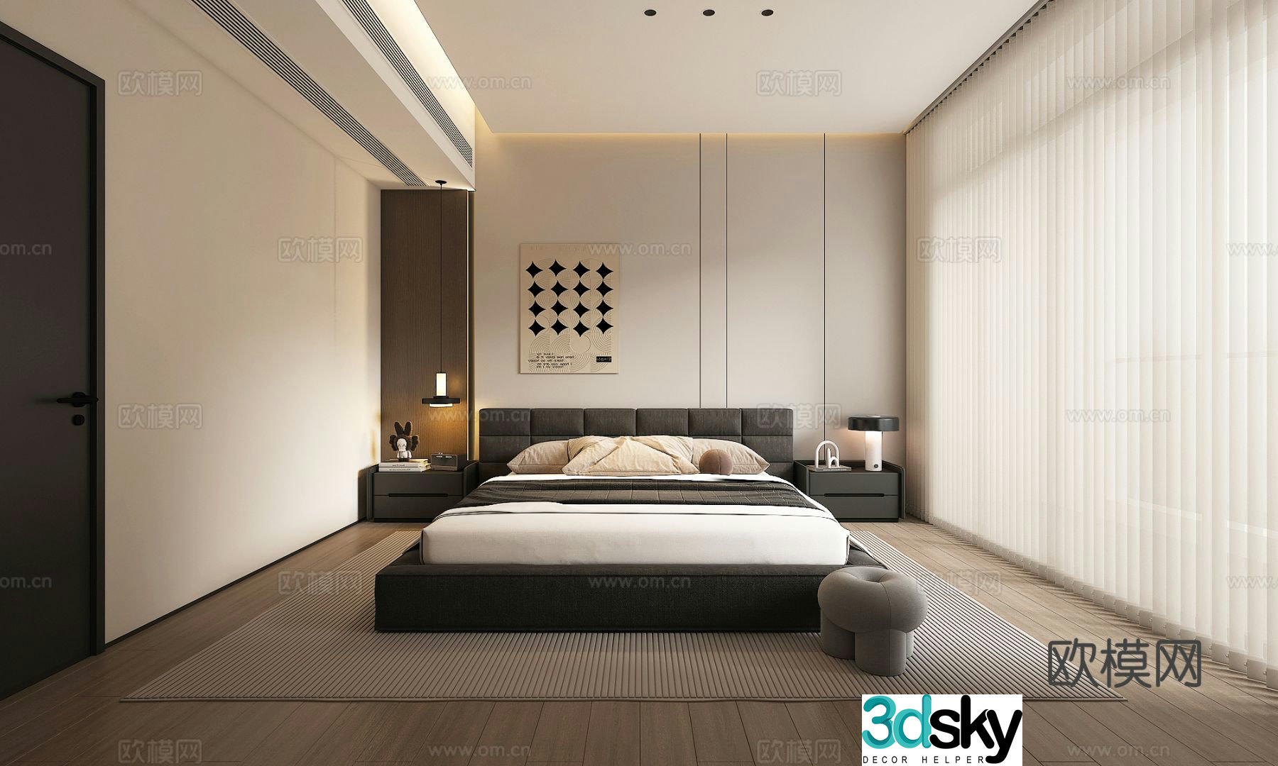 Modern Italian home bedroom 3d model