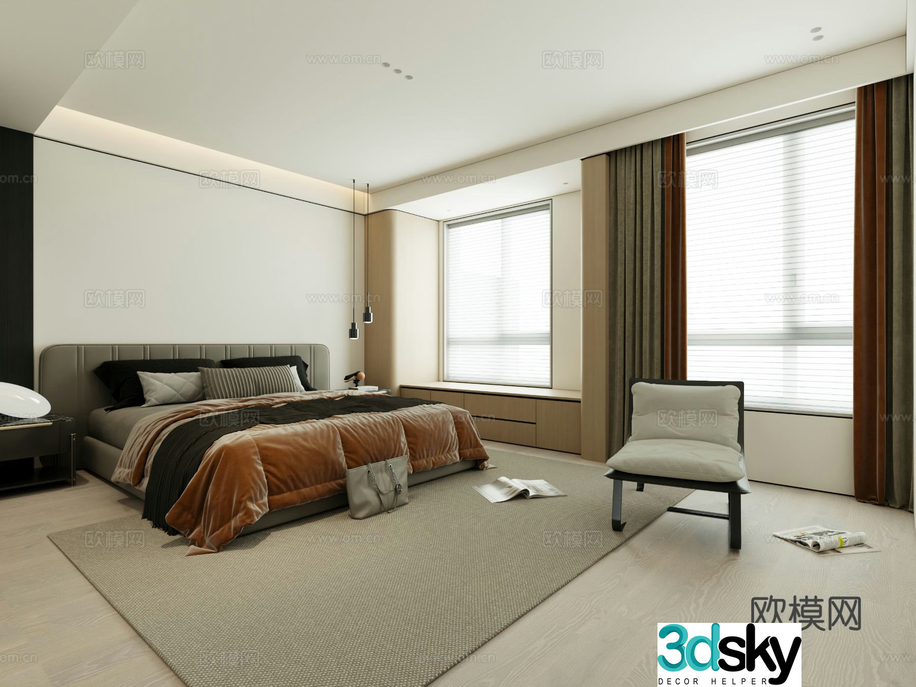Minimalist style bedroom master bedroom 3d model
