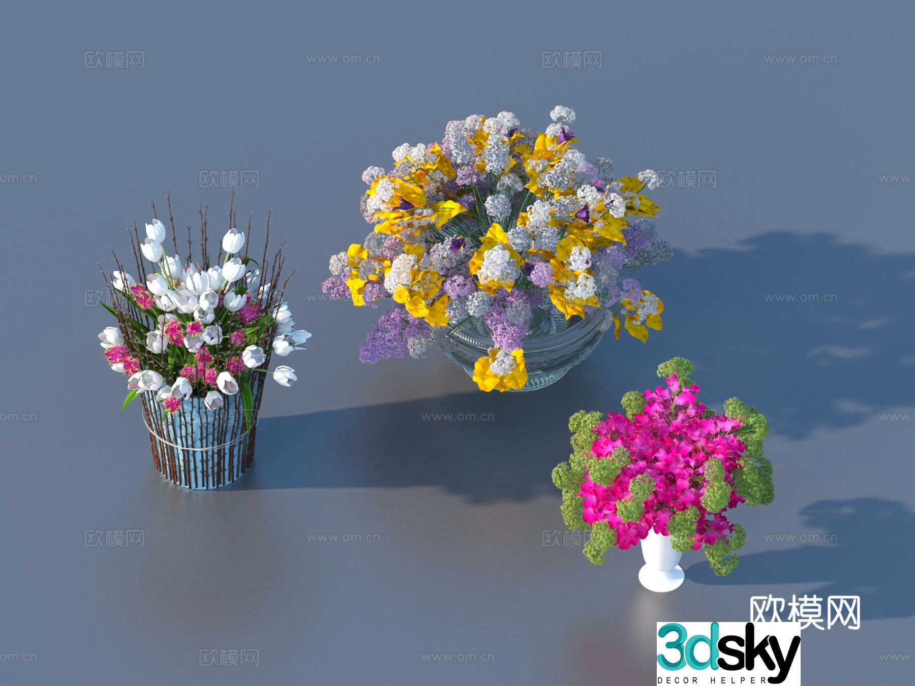 Flowers flower ornaments flower pots potted plants green plants plant 3d model