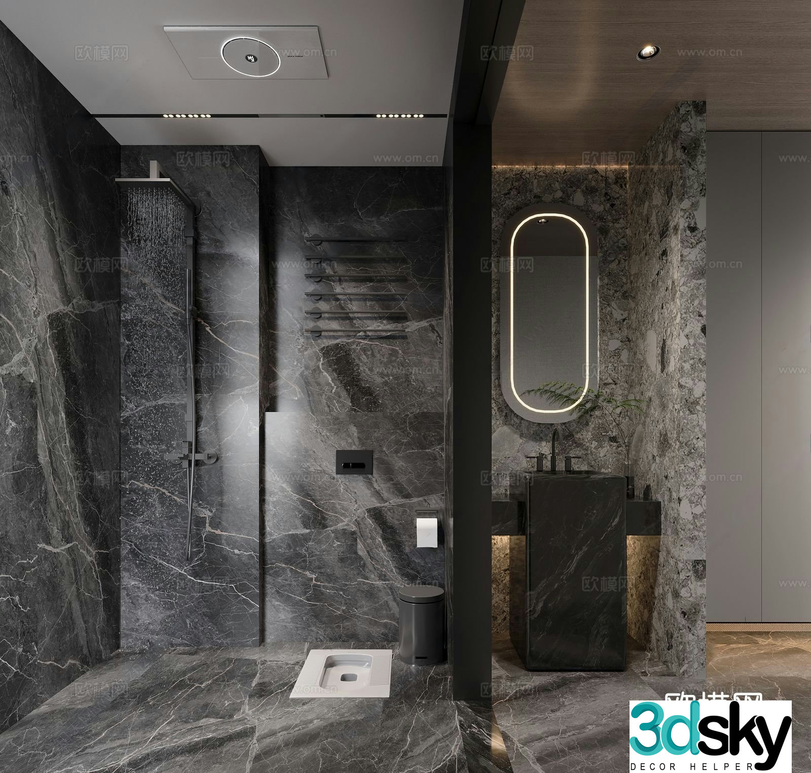 Modern Italian bathroom Shower Bathroom Shower Bathroom Heat Shower Room Bathroom Cabinet Mirror Squat 3D Model
