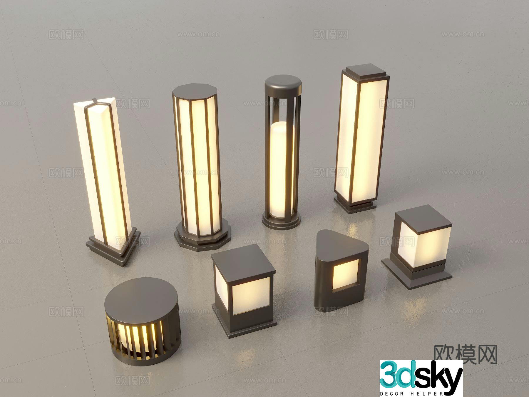 Modern Chinese landscape lights lawn lights garden lights outdoor lights 3D model