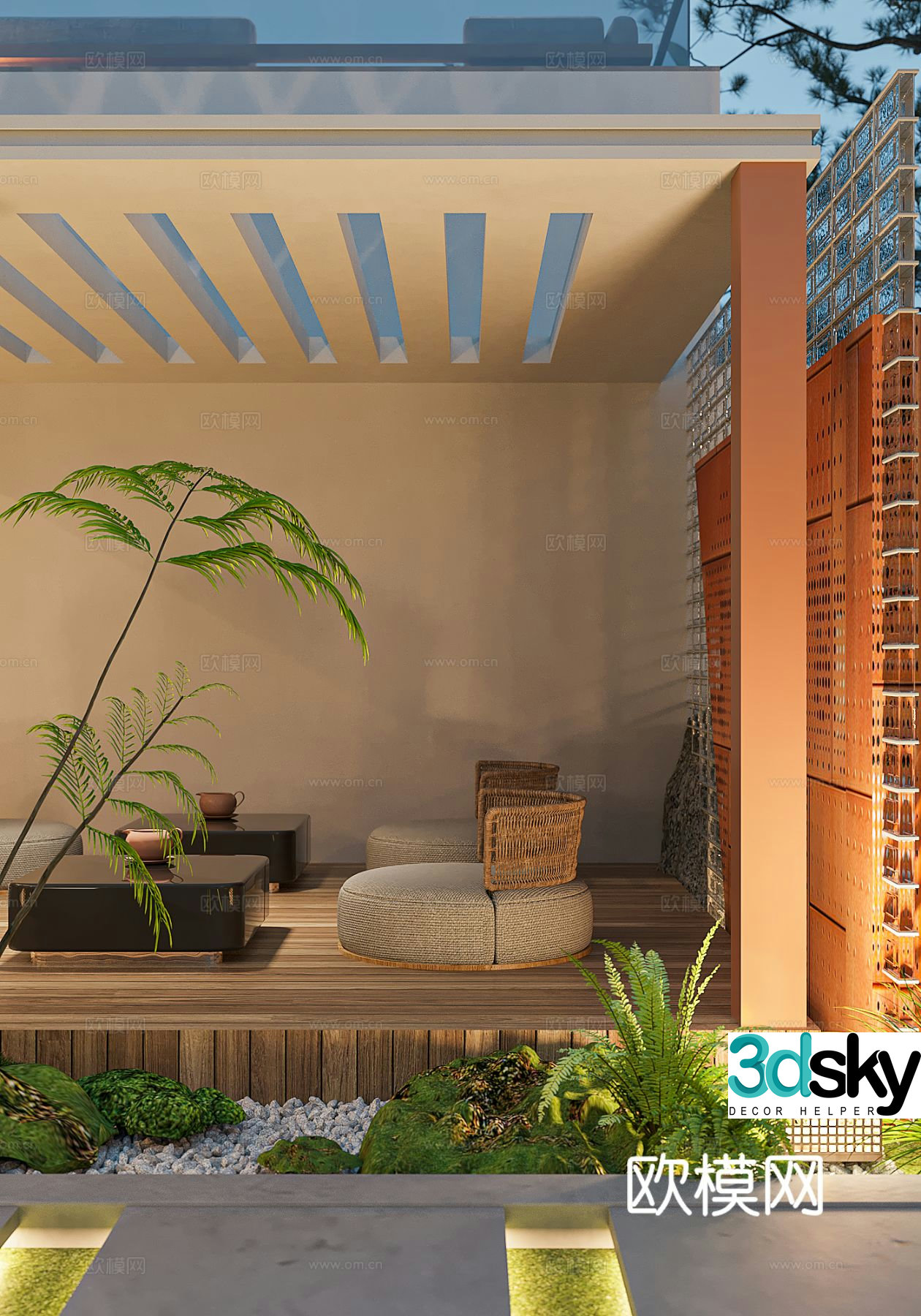 Modern garden landscape 3d model