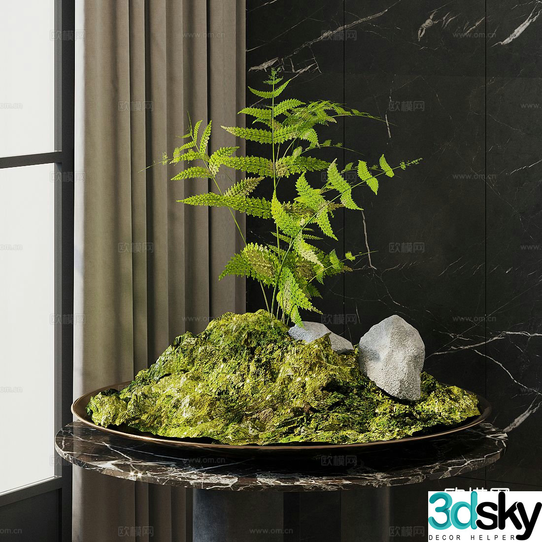 Potted plants Bronsai Moss Landscape Desktop bonsai Landscape sketch Plant bonsai 3D model