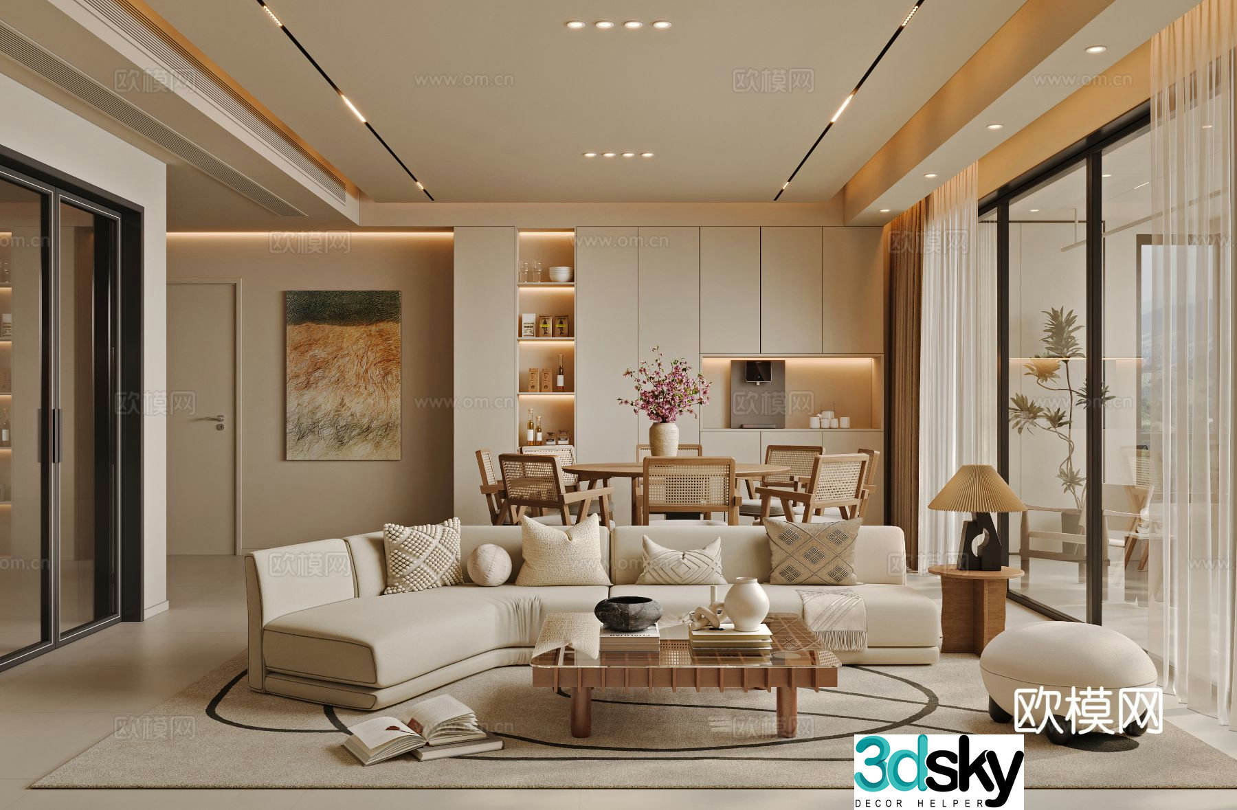 Creamy Style Restaurant 3D Model