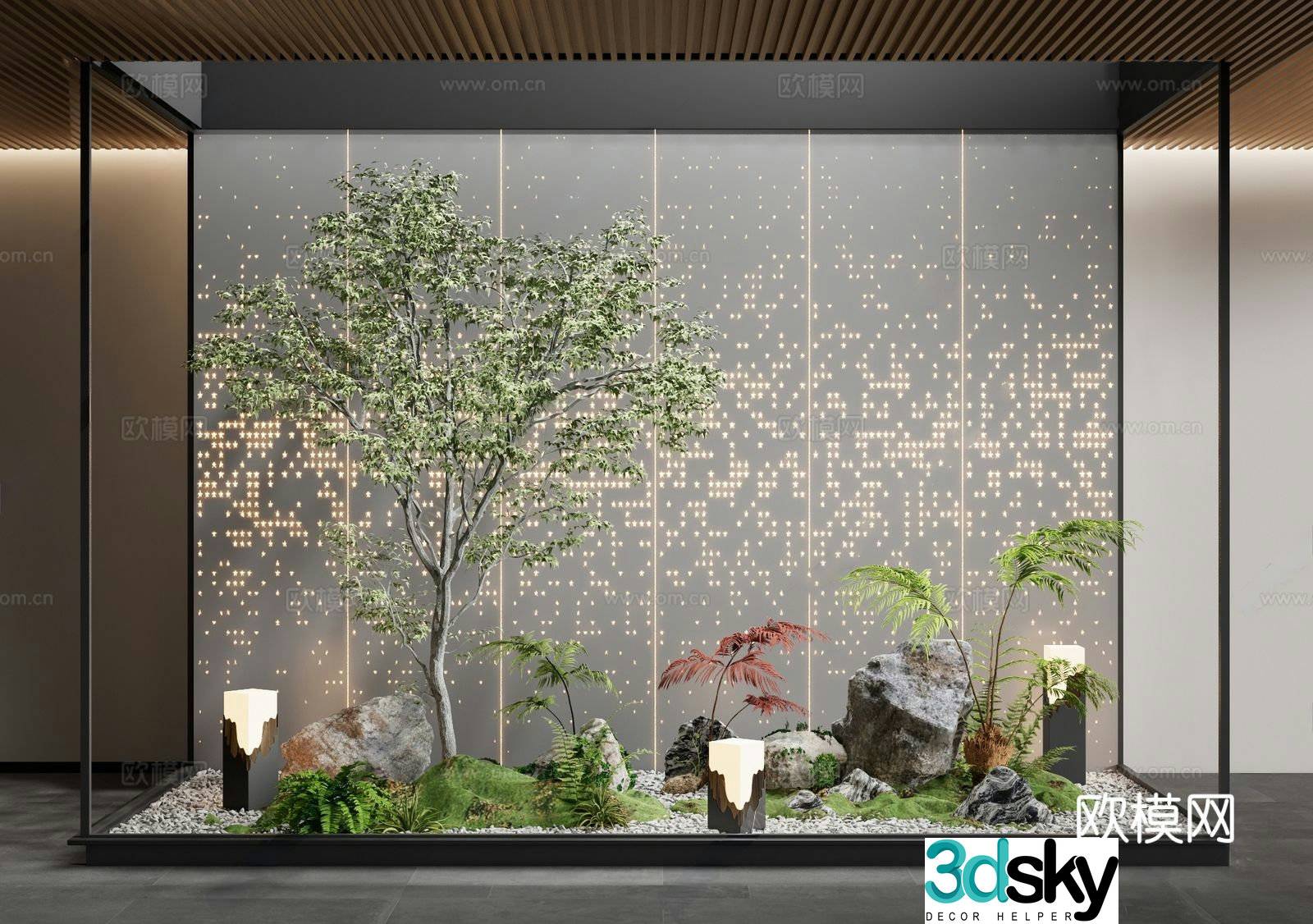 Modern interior landscape landscaping patio landscaping house plants plant pile 3d model