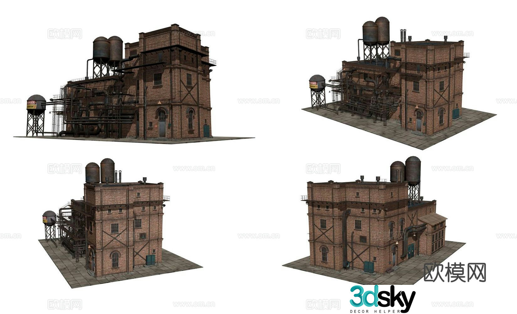 Old industrial building single building 3d model