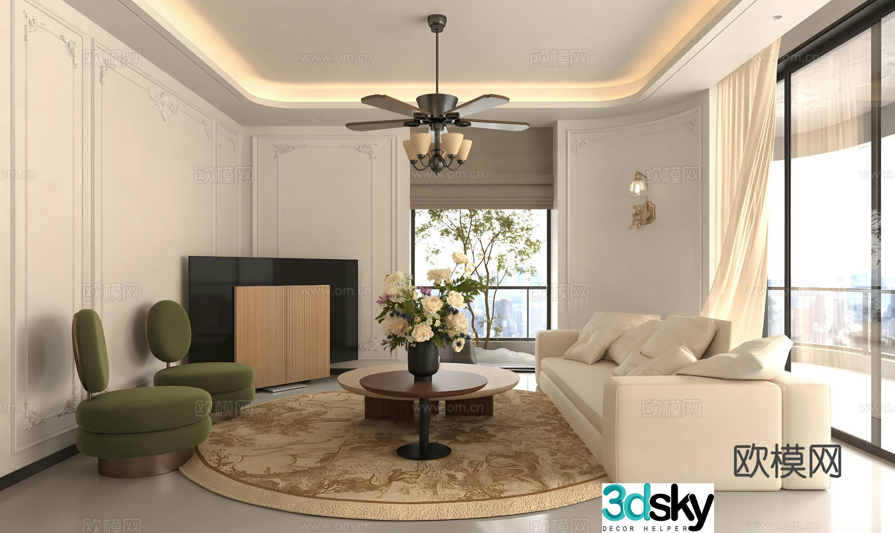 Retro medieval home living room sofa and coffee table combination French medieval style living room French retro living room 3D model