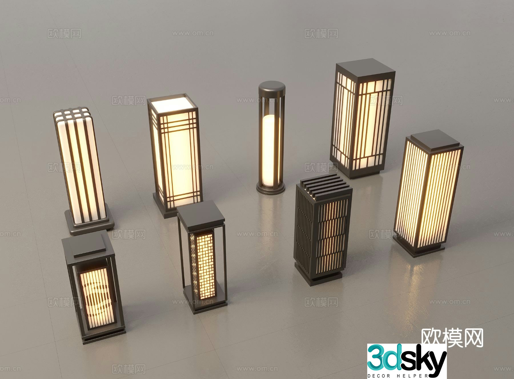 New Chinese-style landscape lights lawn lights garden lights outdoor lights 3D model