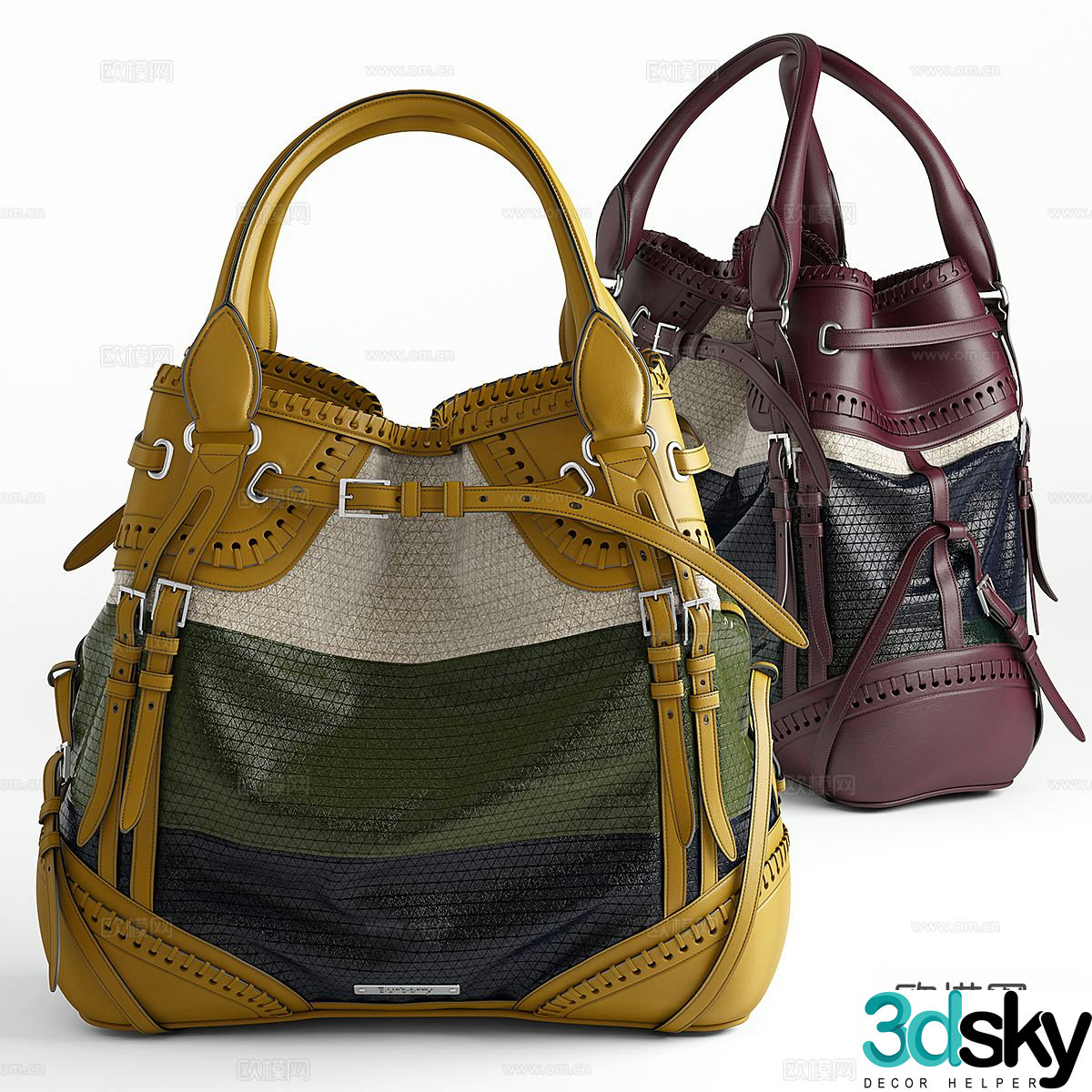 Burberry lock seam bag 3d model