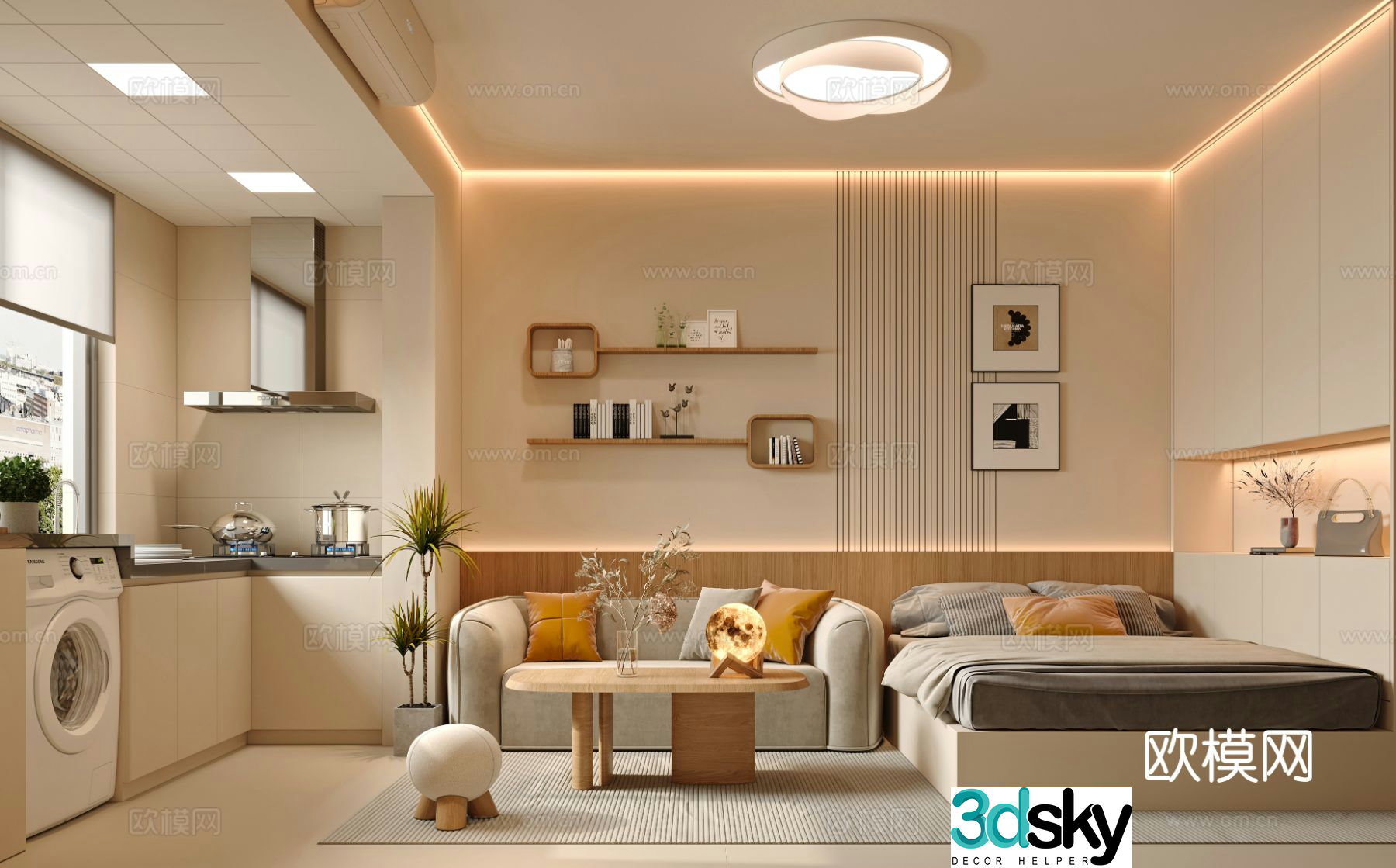 Modern apartment living room 3d model