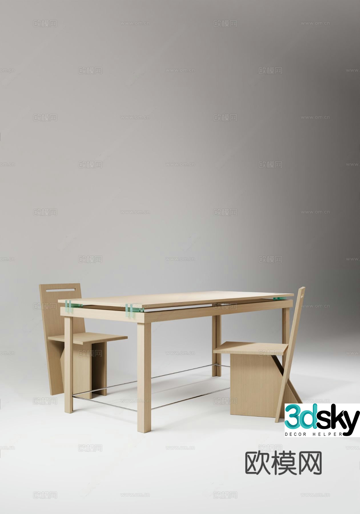 Log-style dining table modern minimalist dining table chair glass dining table acrylic dining table modern minimalist 3D model