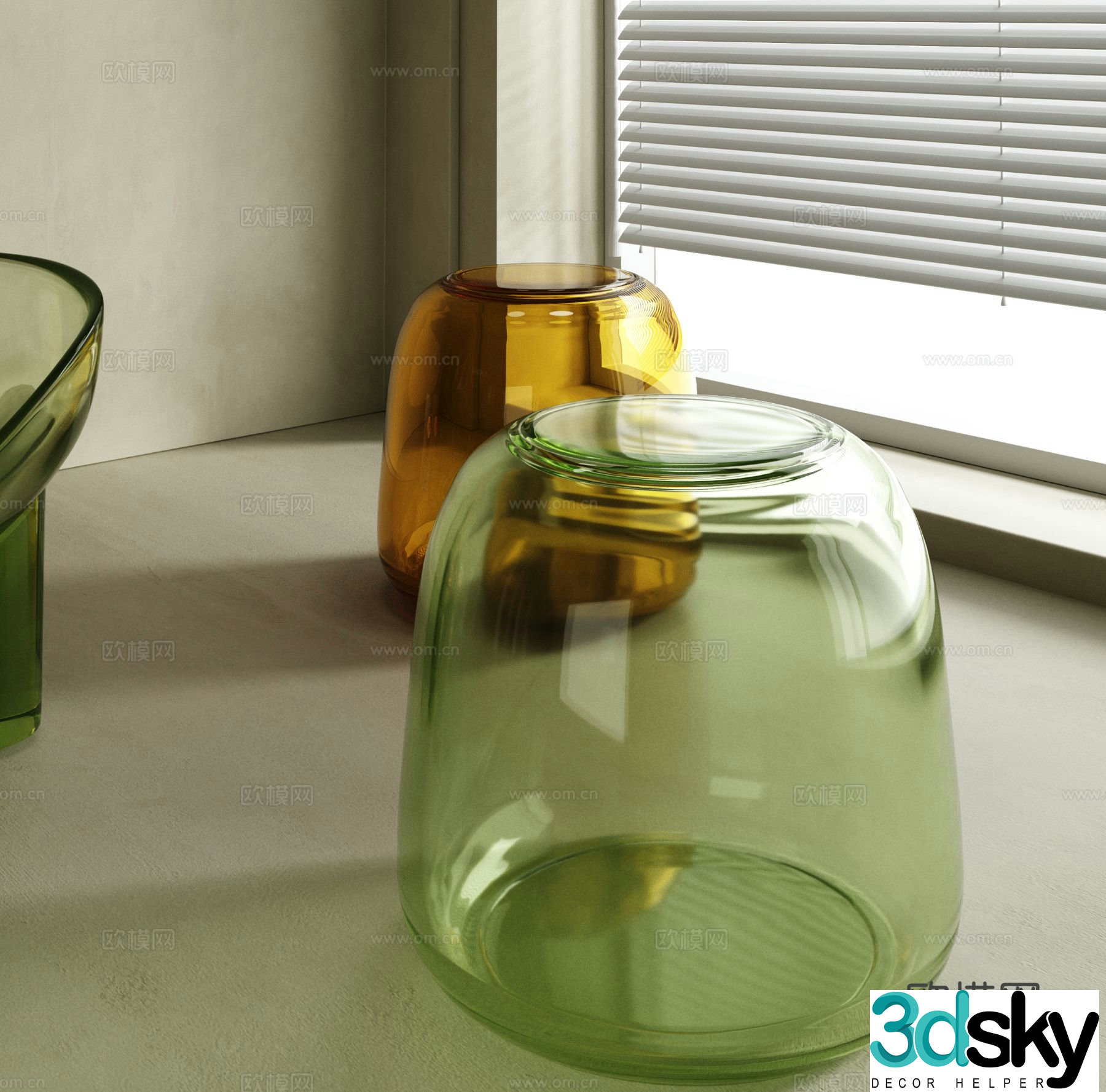 Acrylic round stool transparent stool 3d model