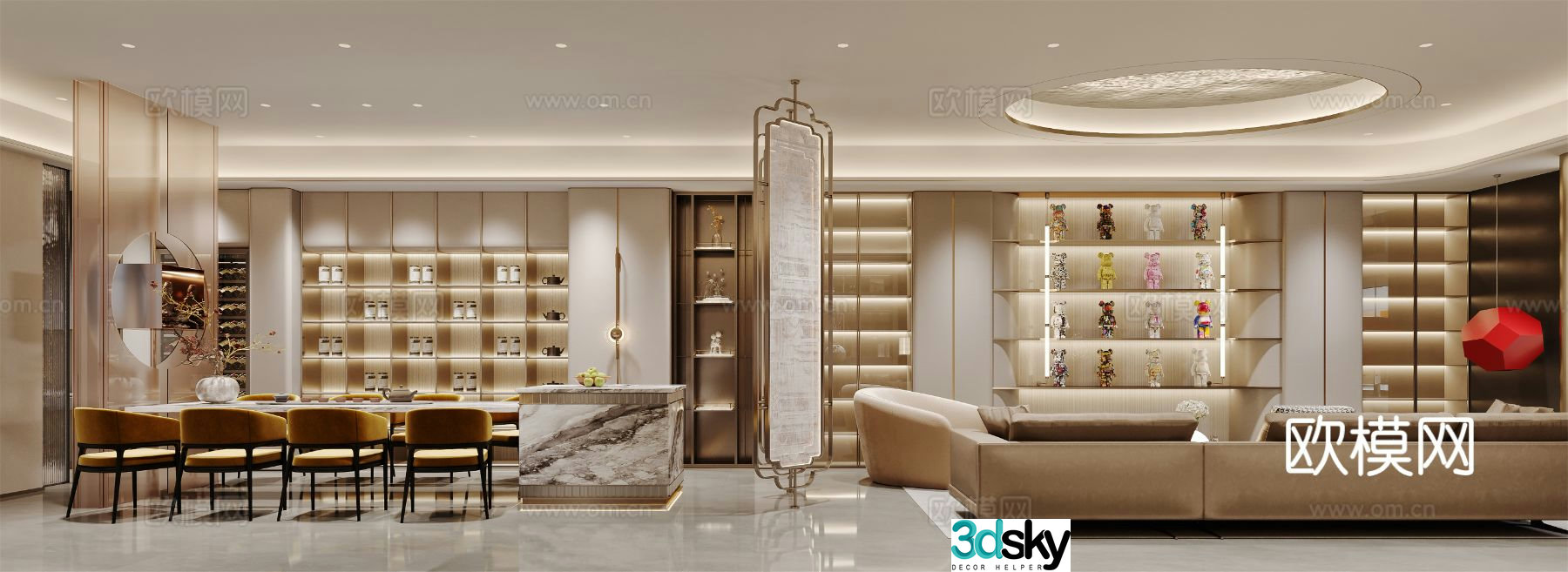 Light luxury stainless steel exhibition hall store 3D model