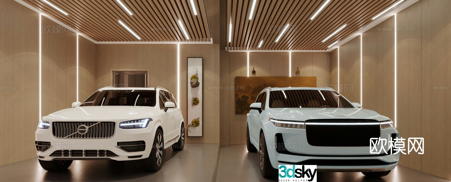 New Chinese style villa garage 3d model