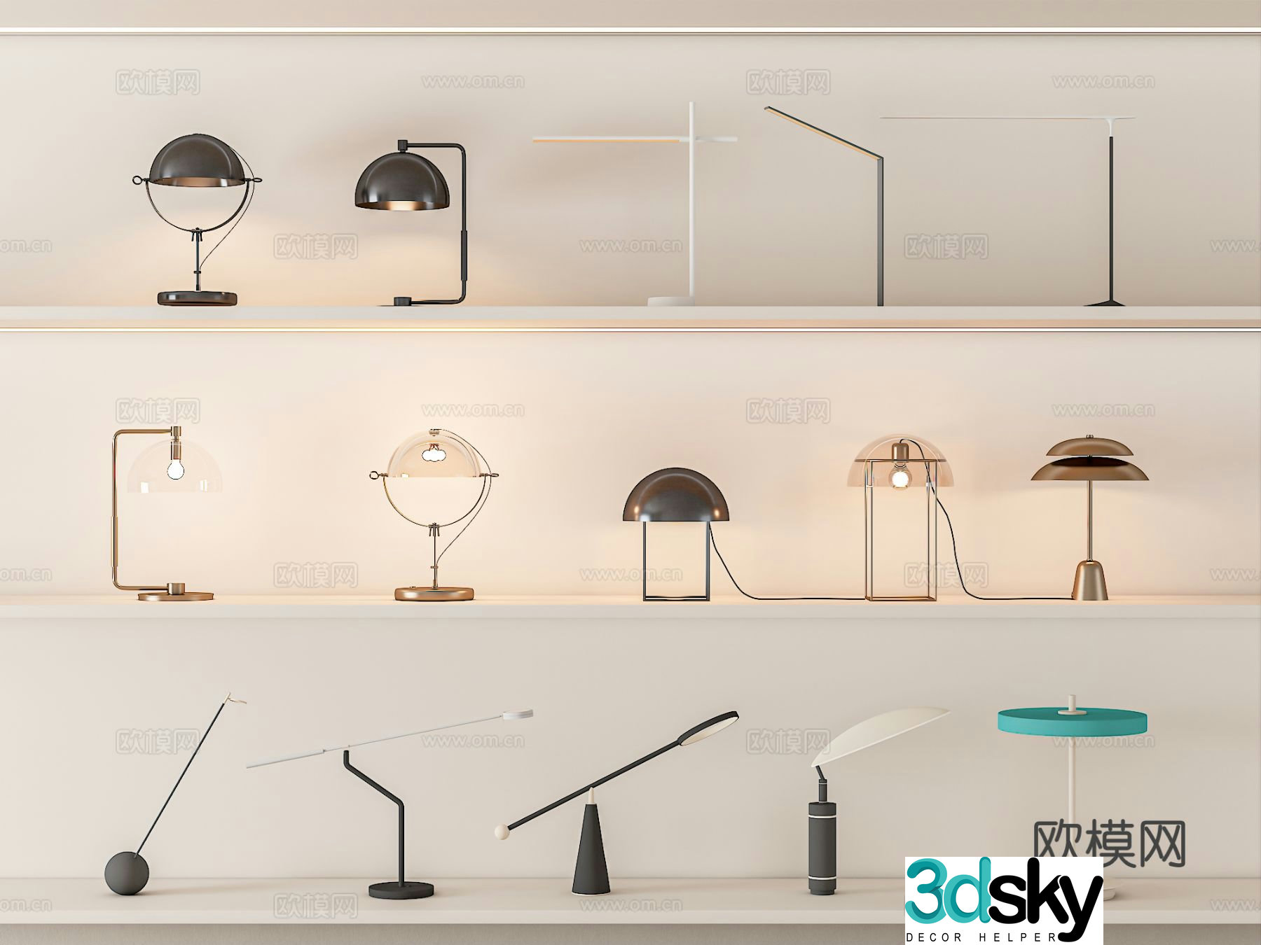 Modern desk lamp Art desk lamp Special-shaped desk lamp Glass desk lamp Metal desk lamp 3D model
