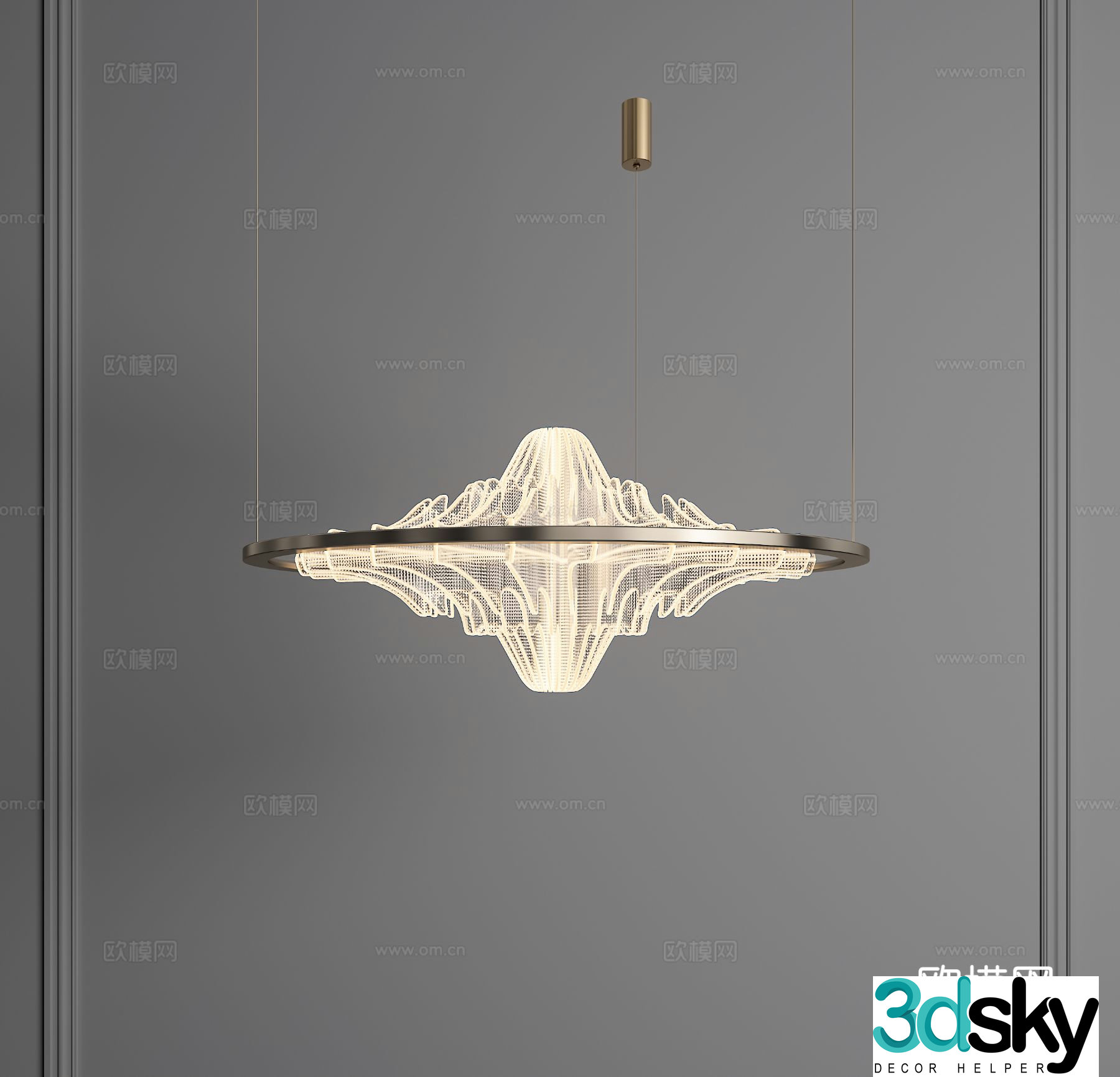 Zen chandelier Acrylic chandelier Round chandelier Private room chandelier Landscape chandelier 3d model