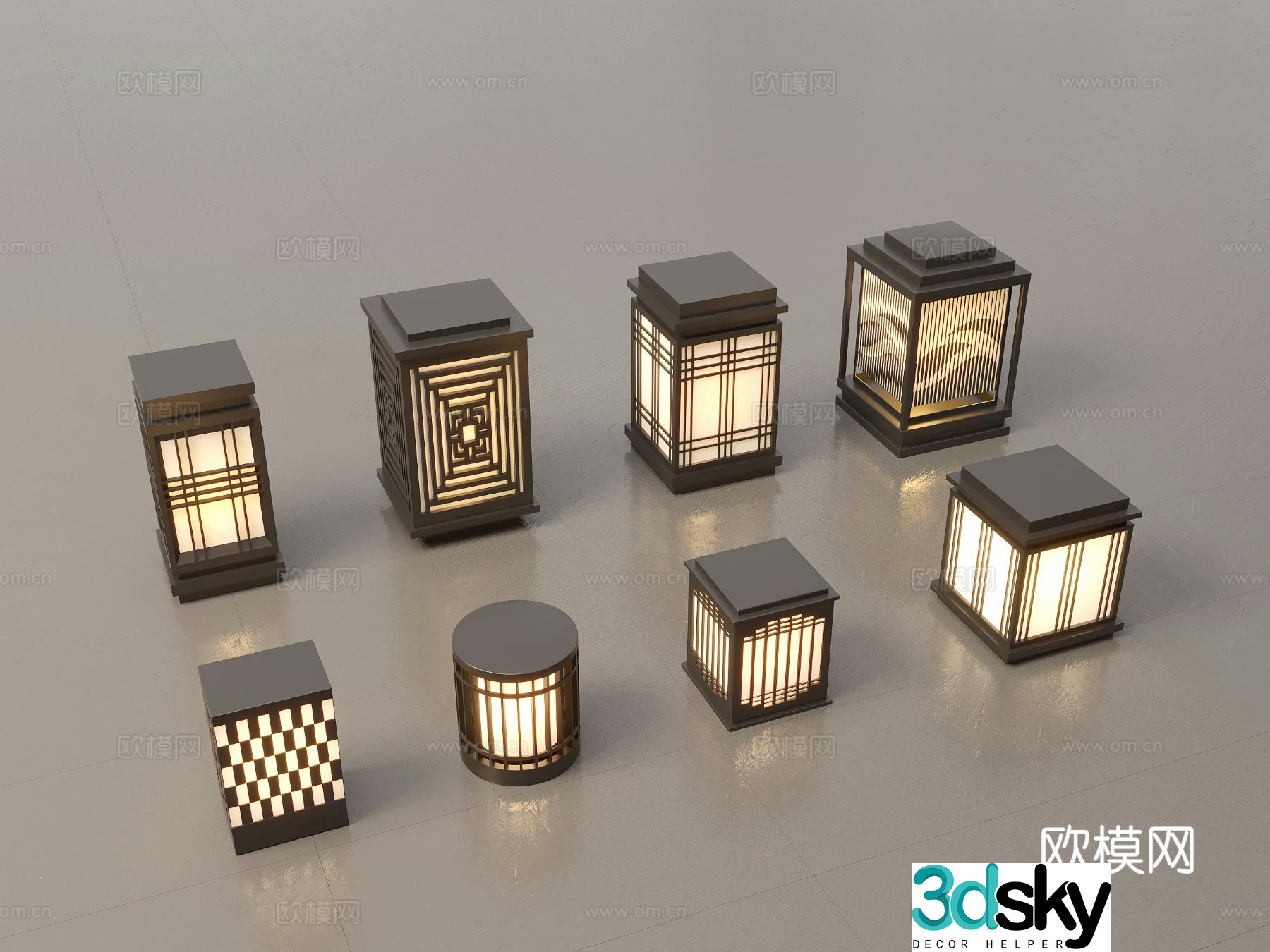 New Chinese-style landscape lights lawn lights garden lights outdoor lights 3D model