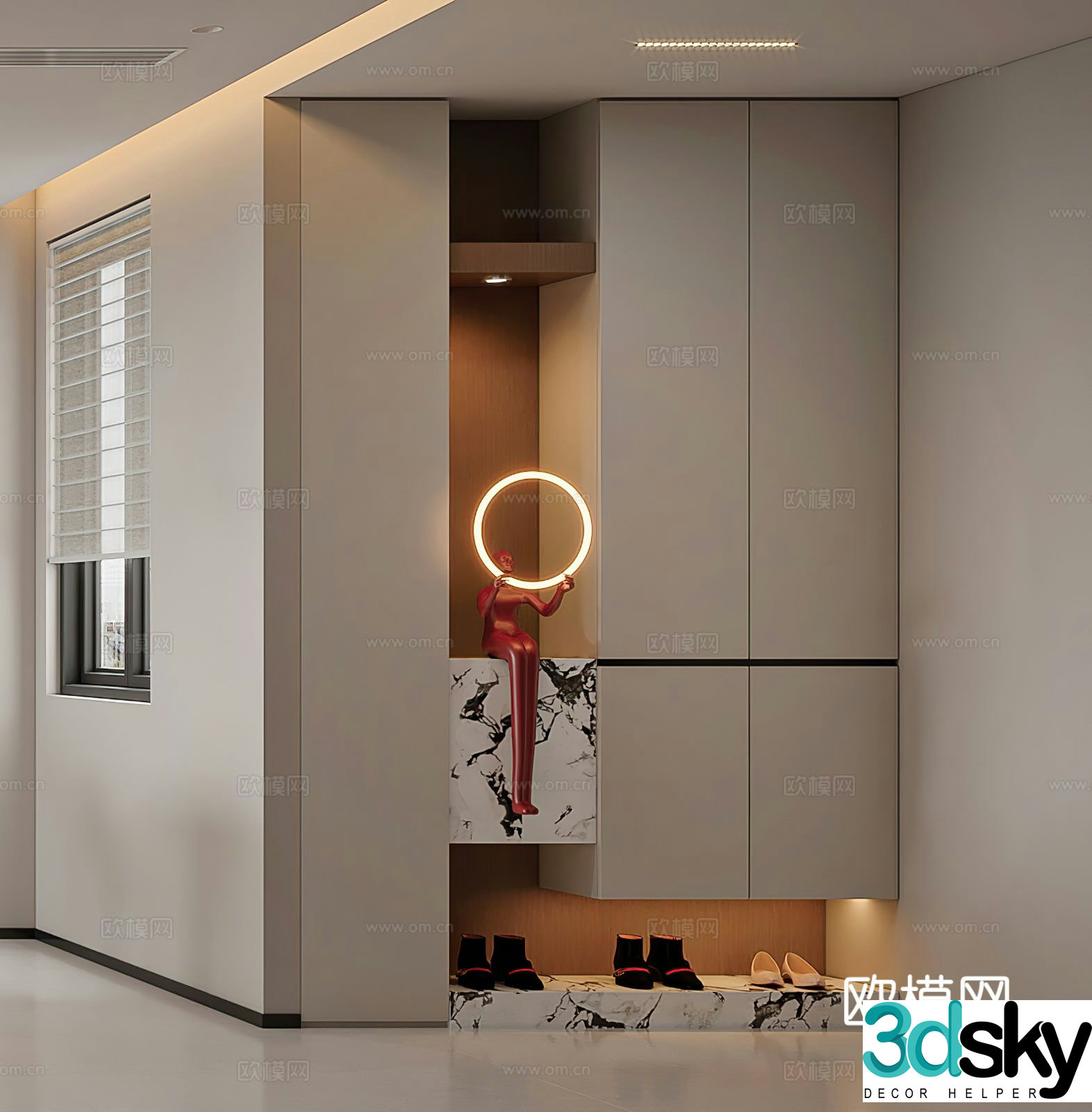 Modern shoe cabinet light luxury shoe cabinet ornament decoration porch cabinet decorative cabinet landscape wall 3D model