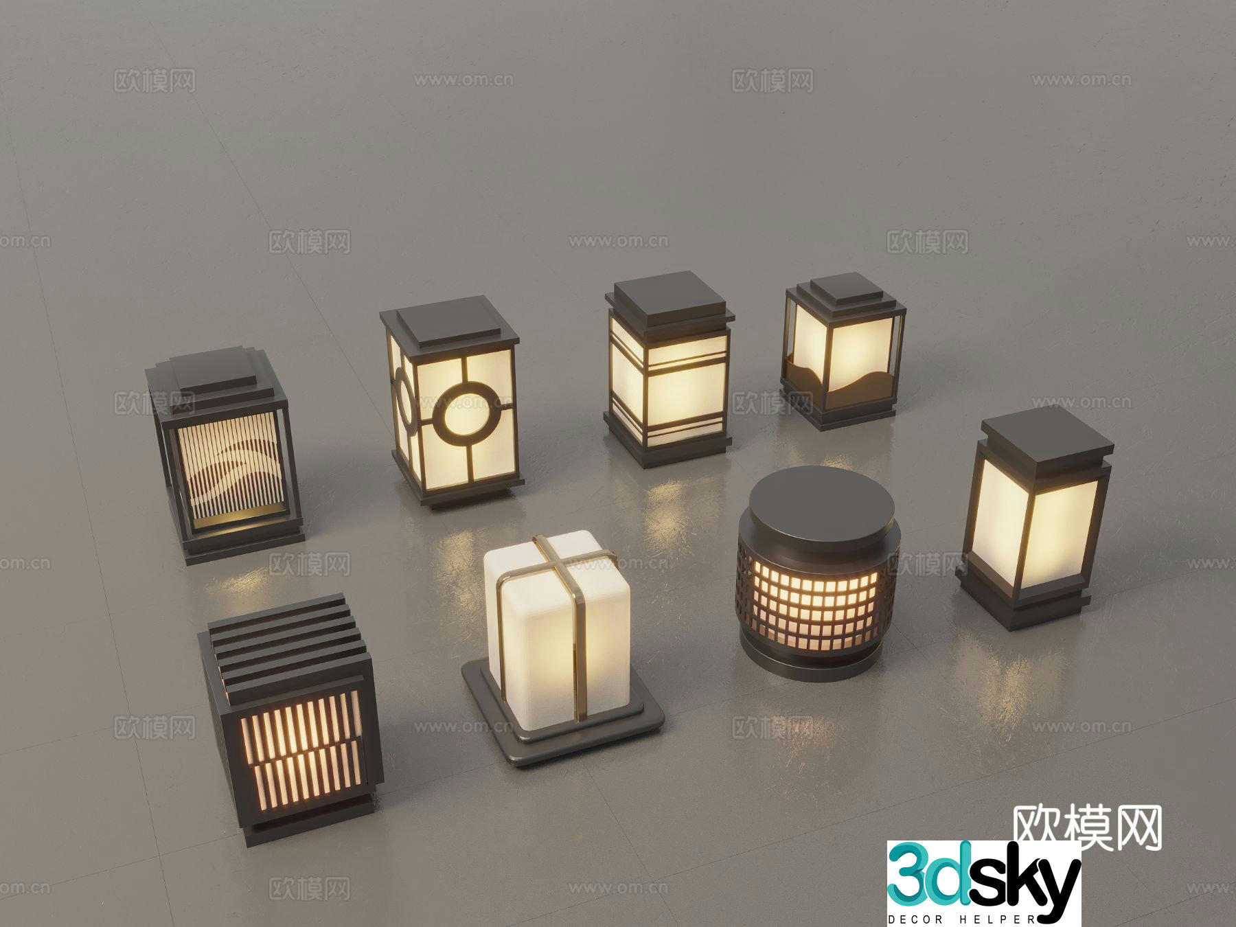 Modern Chinese landscape lights lawn lights garden lights outdoor lights 3D model