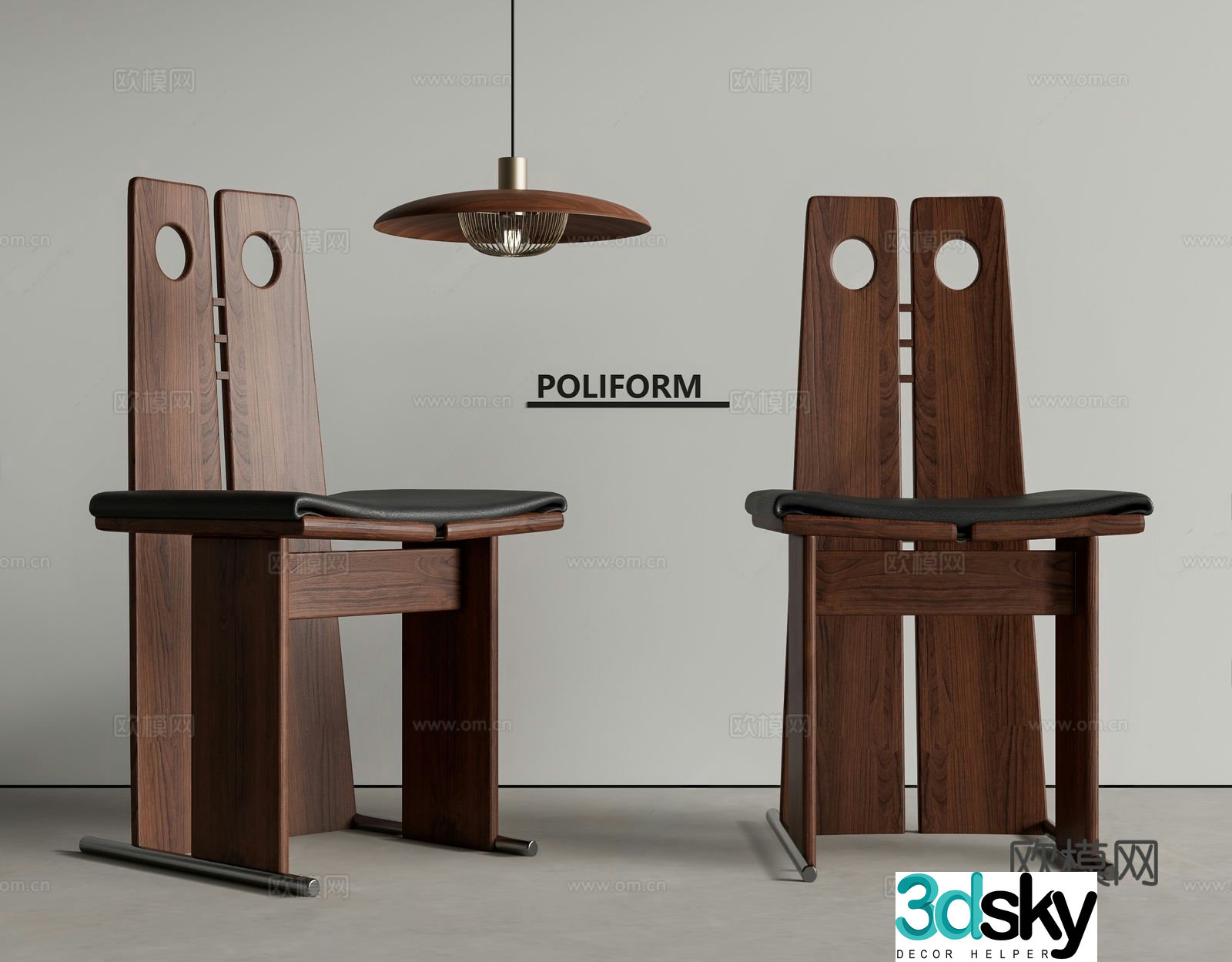 Wasabi style ancient dining chair chandelier 3d model