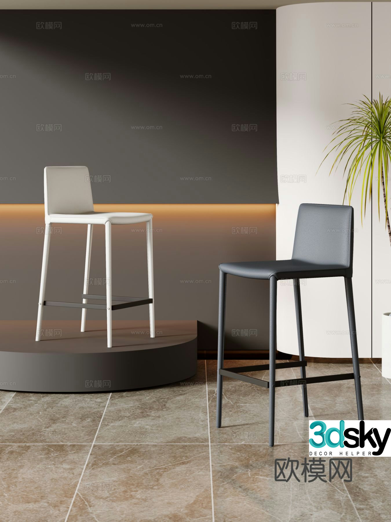 Dining chair leisure chair leather chair bar chair 3d model