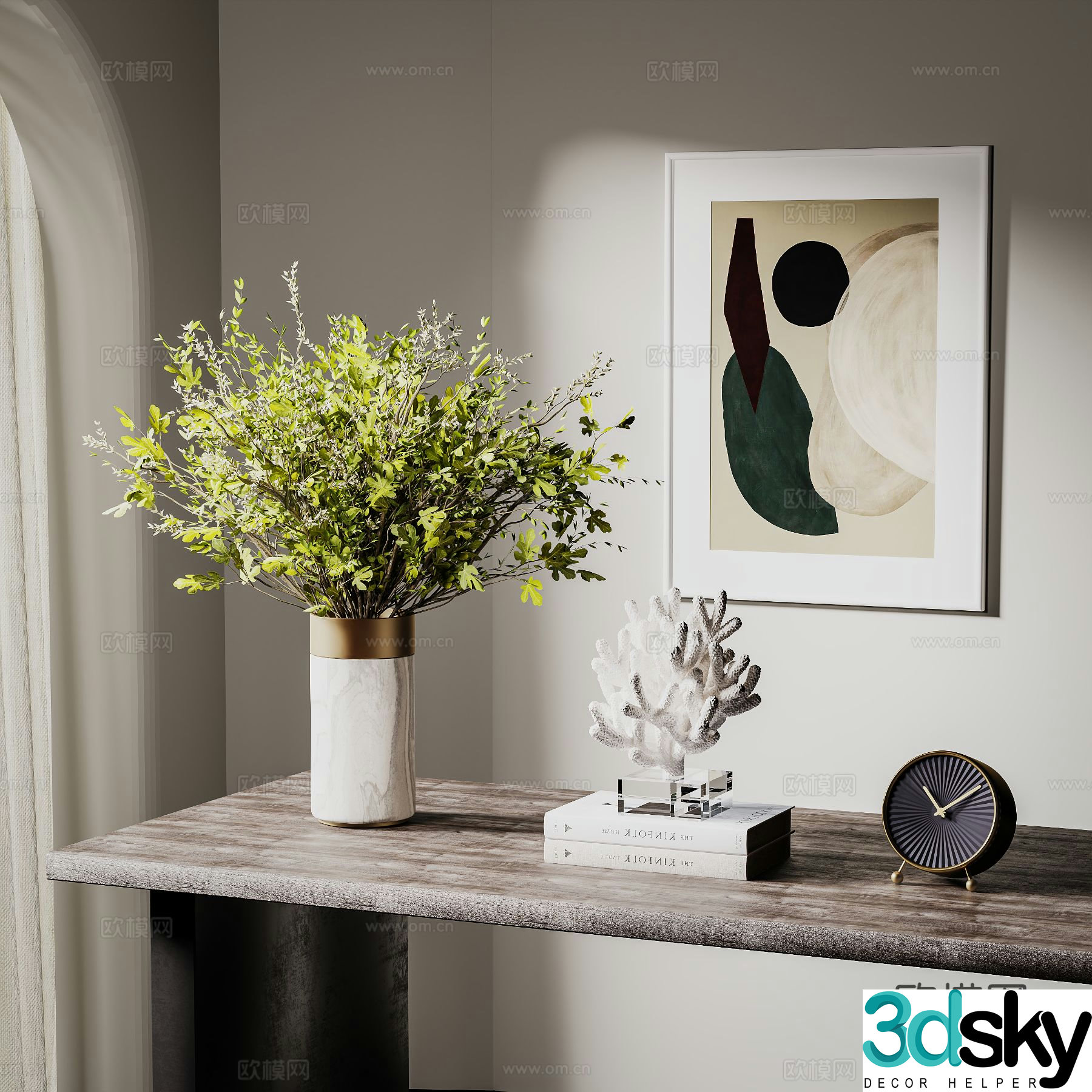 Modern vase flower art ornament combination simple European jewelry ornament 3D model