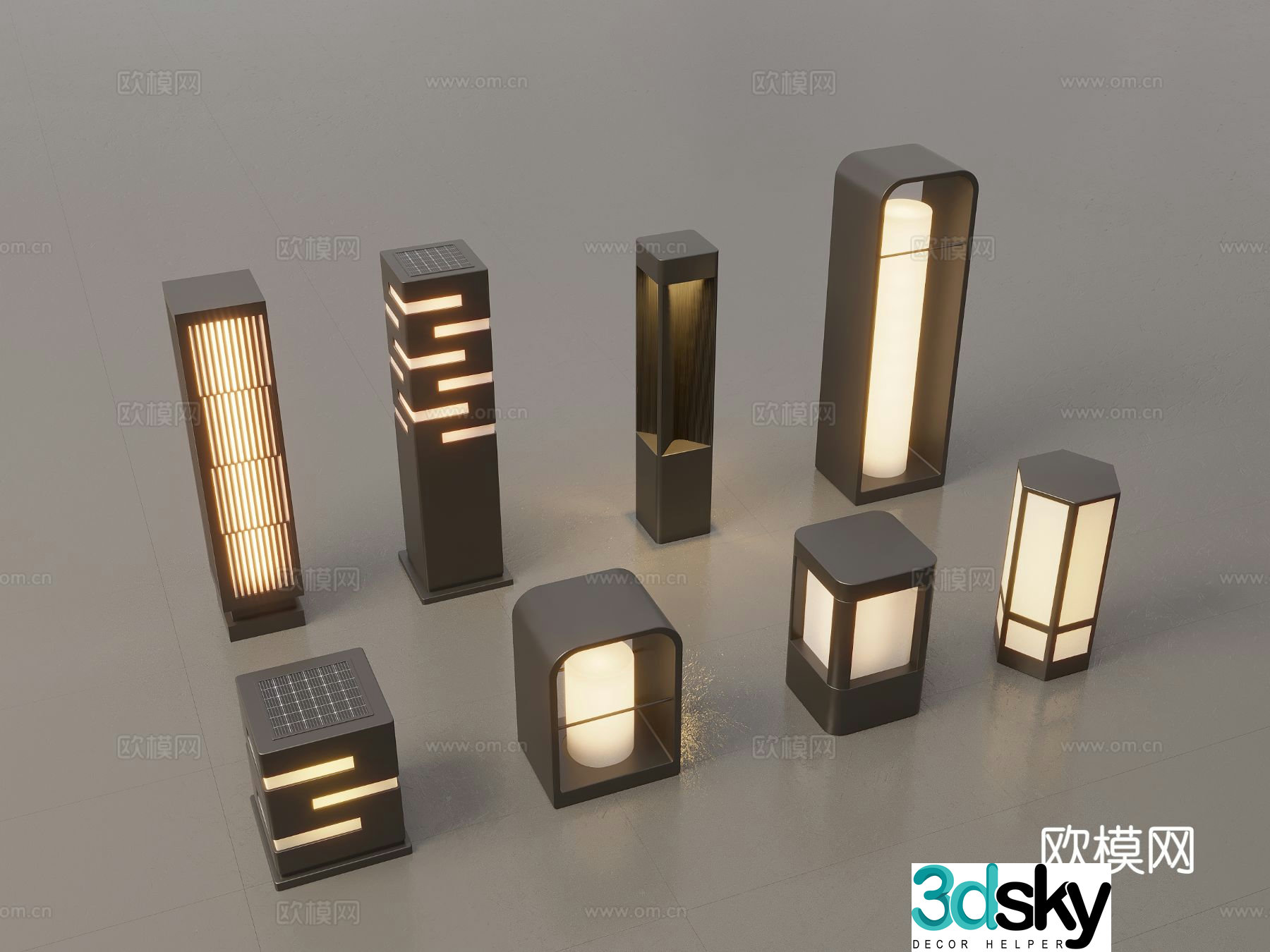 Modern Chinese landscape lights lawn lights garden lights outdoor lights 3D model