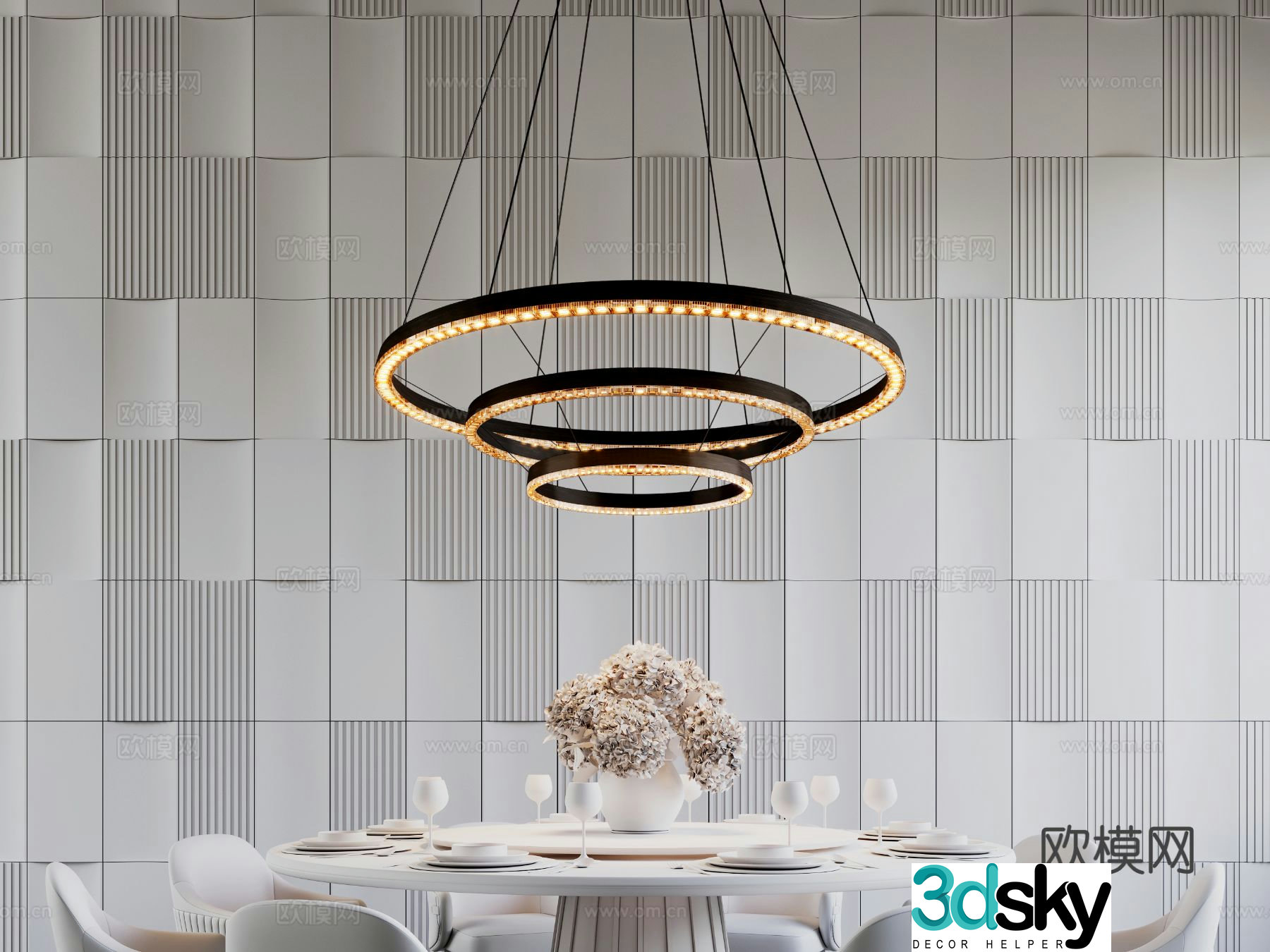 Modern circular chandelier 3d model