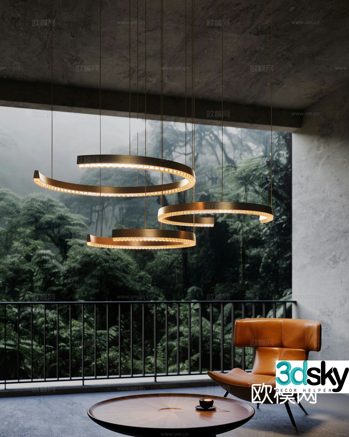Modern villa chandeliers 3d model