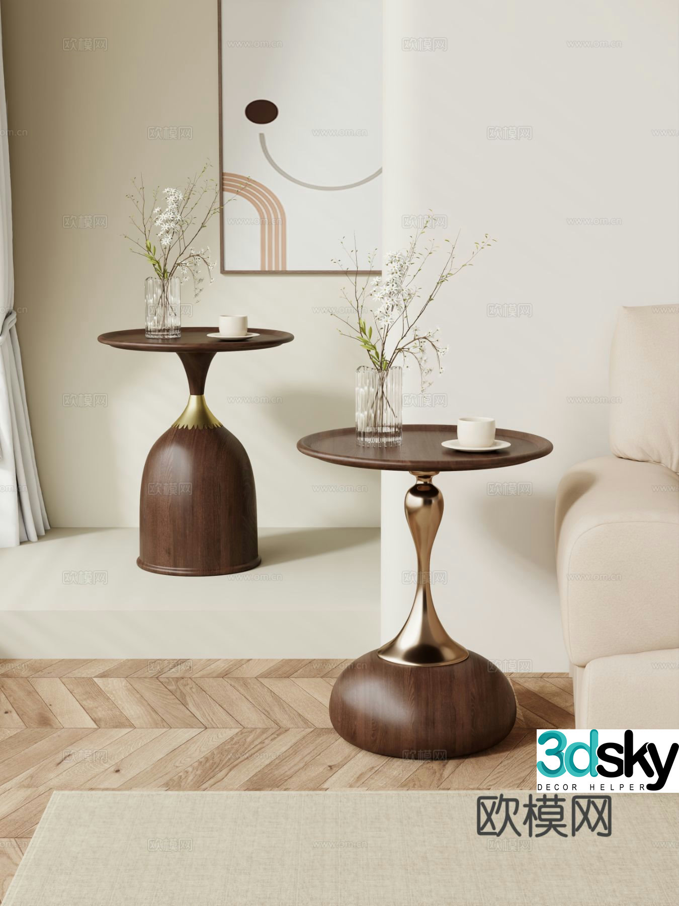 Modern side table corner table shelf decoration 3d model