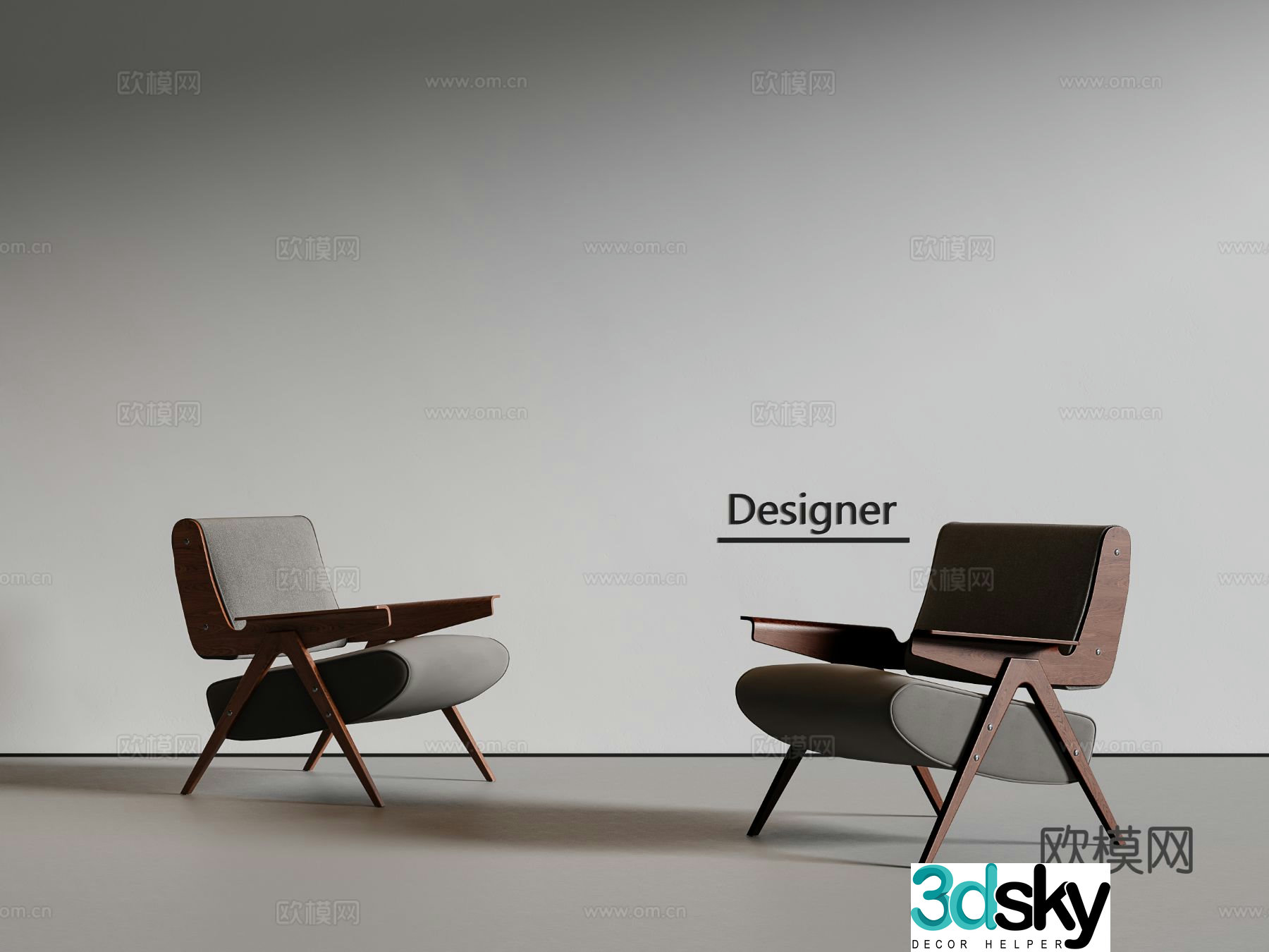 Medium style leisure chair sofa chair 3d model