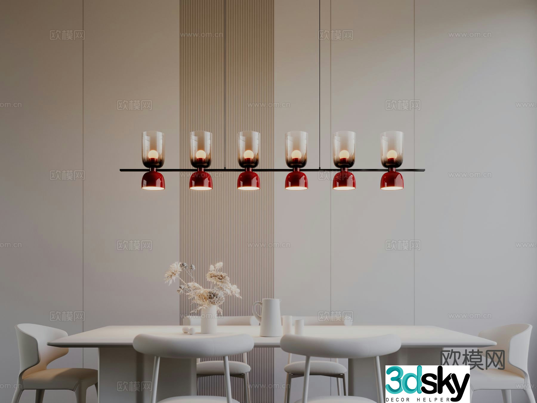 Modern restaurant chandeliers 3d model
