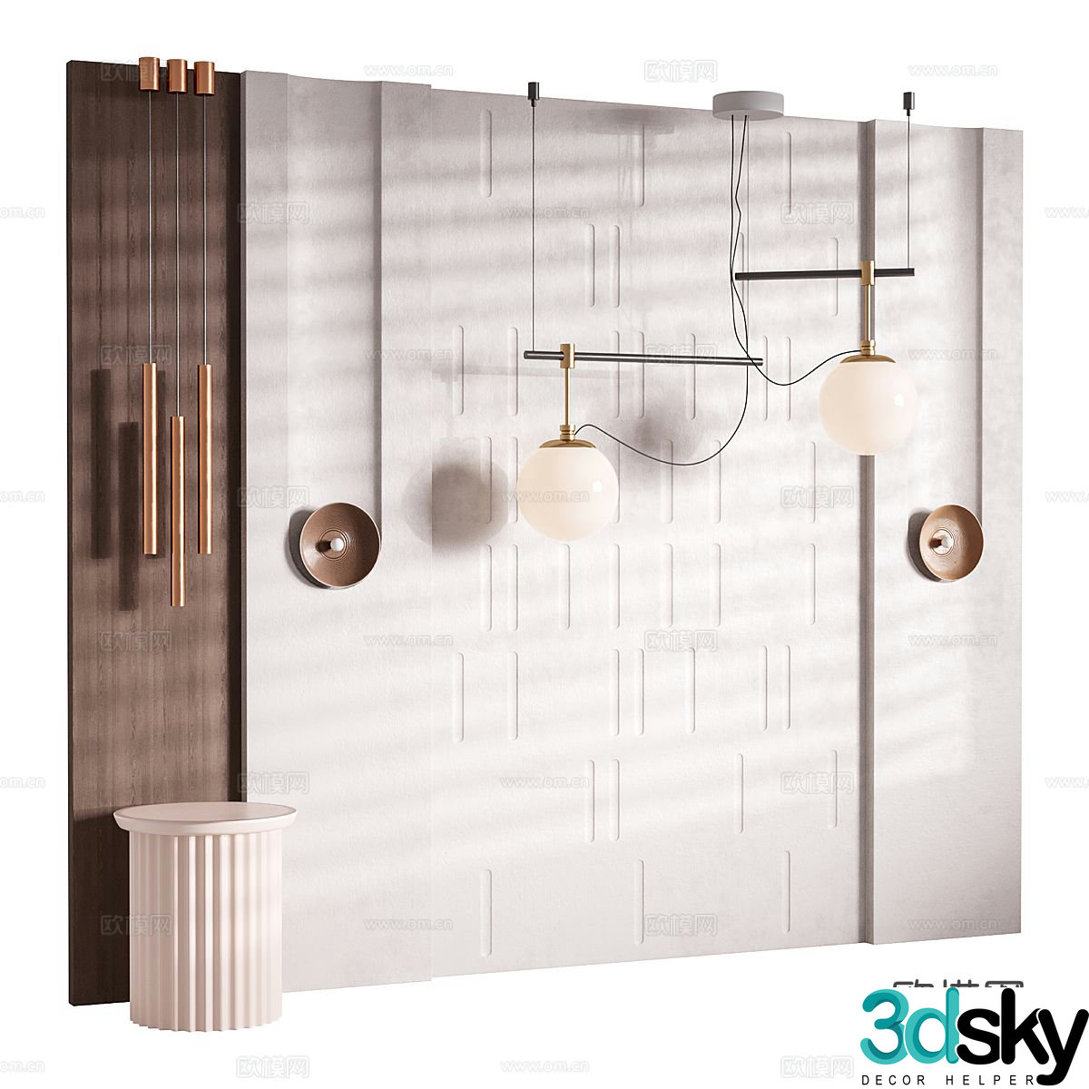 Decorative wall panel background wall 3d model