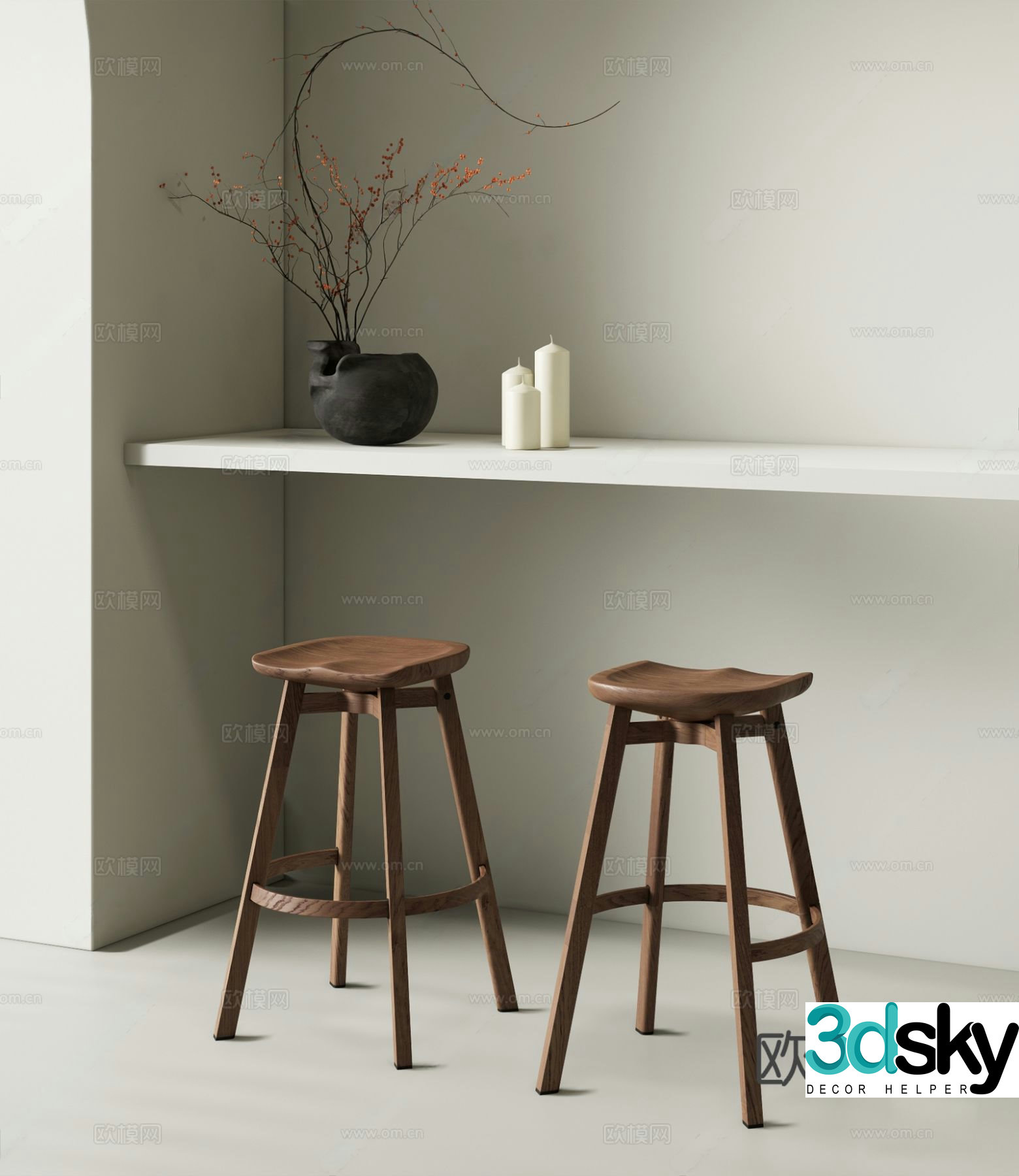 Wasabi Bar Chair Jewelry Ornaments 3D Model