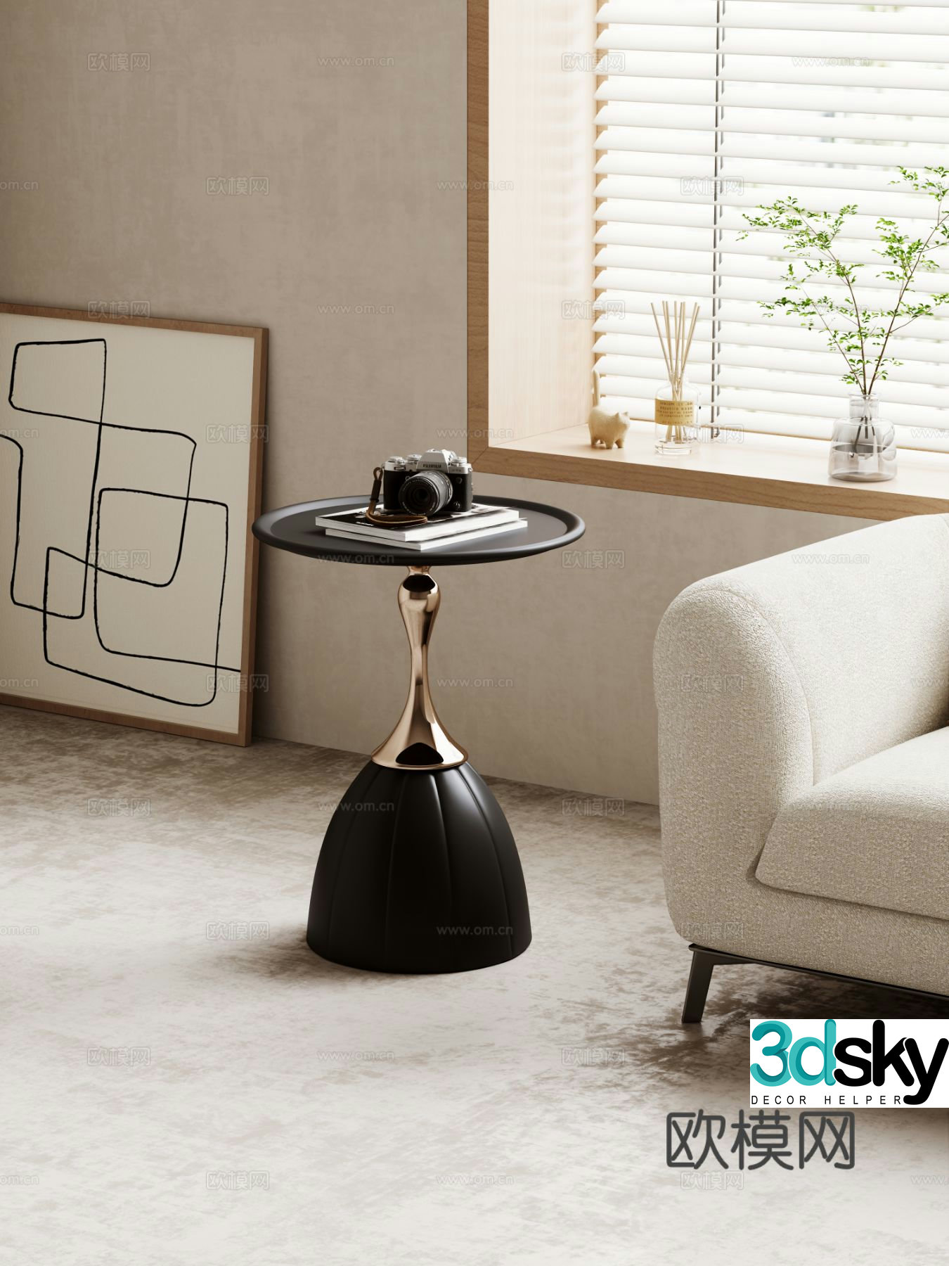 Modern side table corner table shelf decoration 3d model
