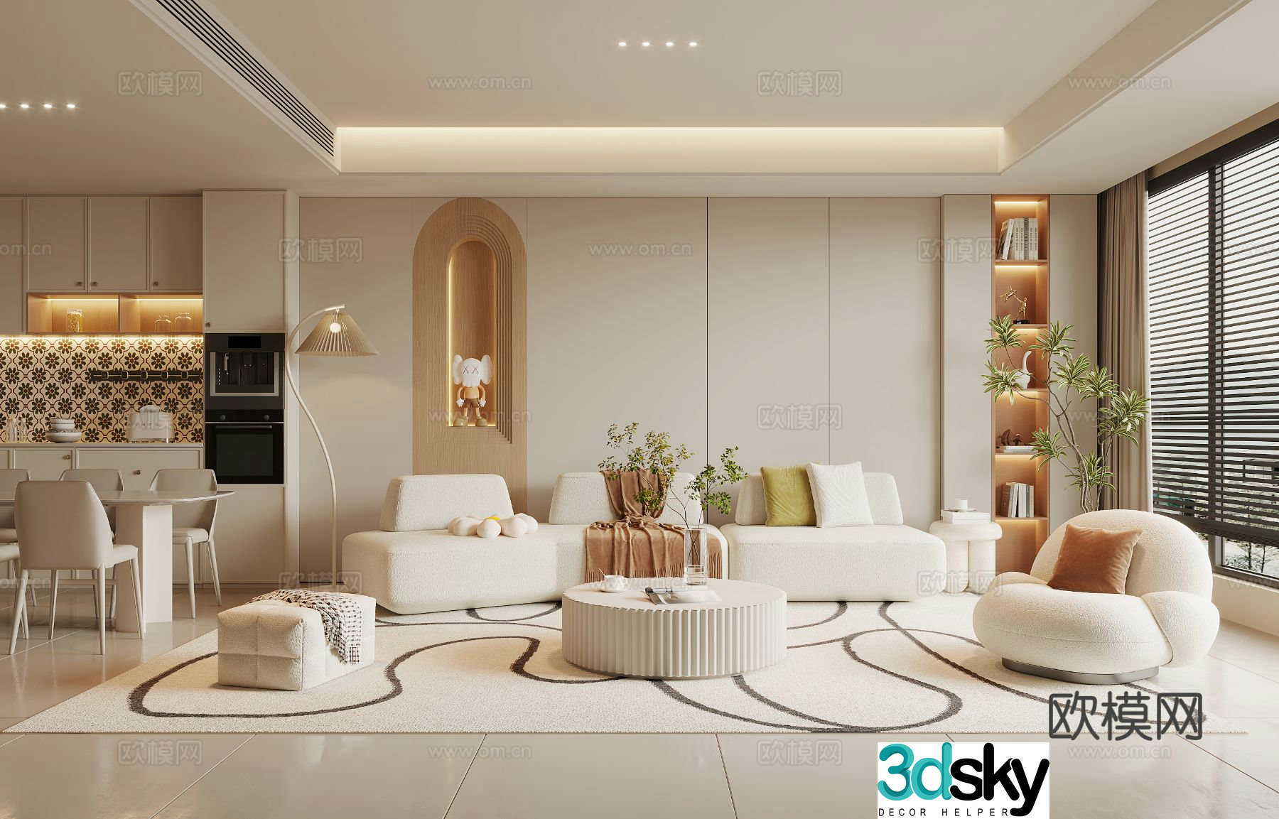 Creamy Style Restaurant 3D Model