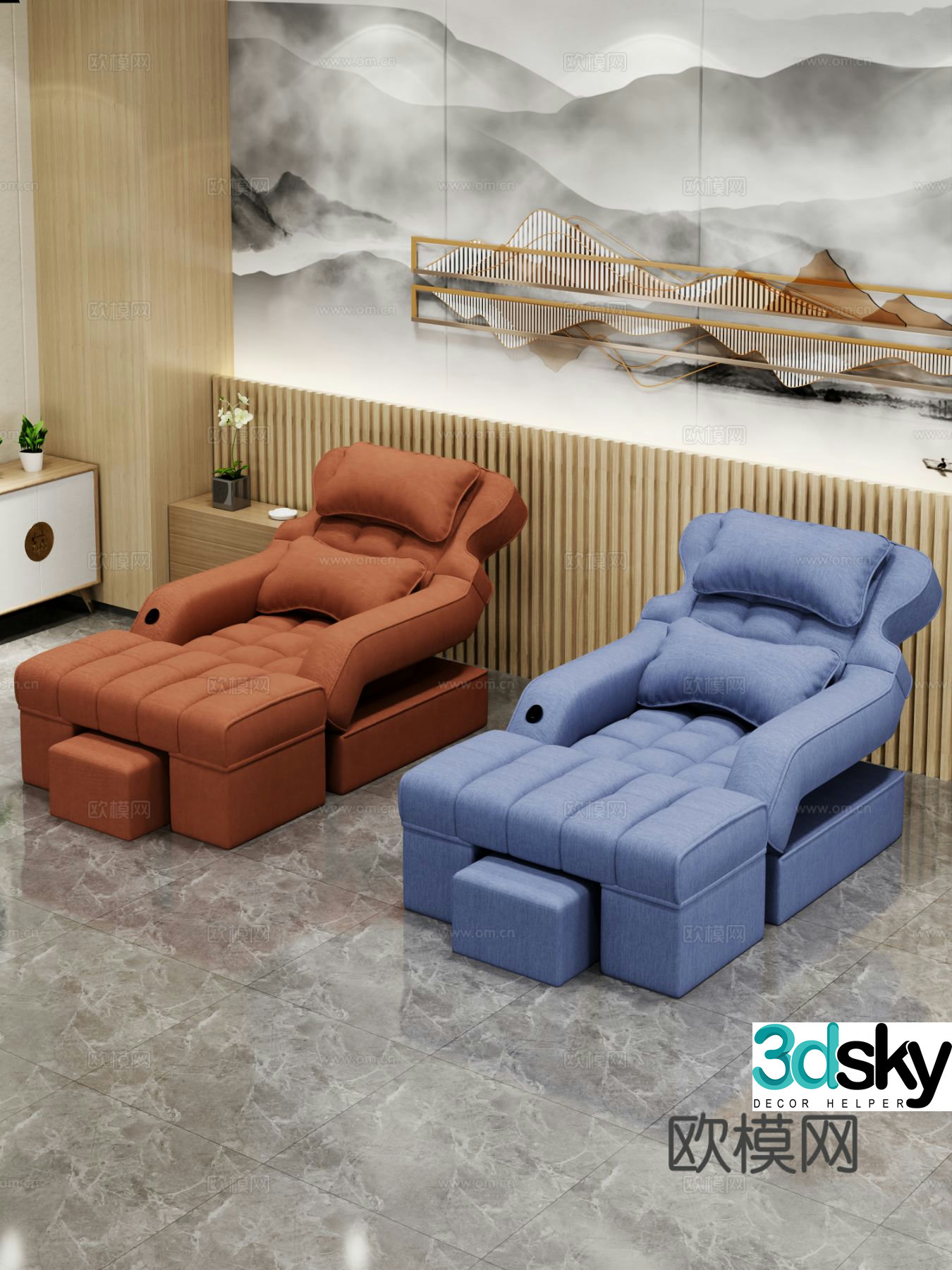 Foot washing leisure chair Physical therapy bed 3d model