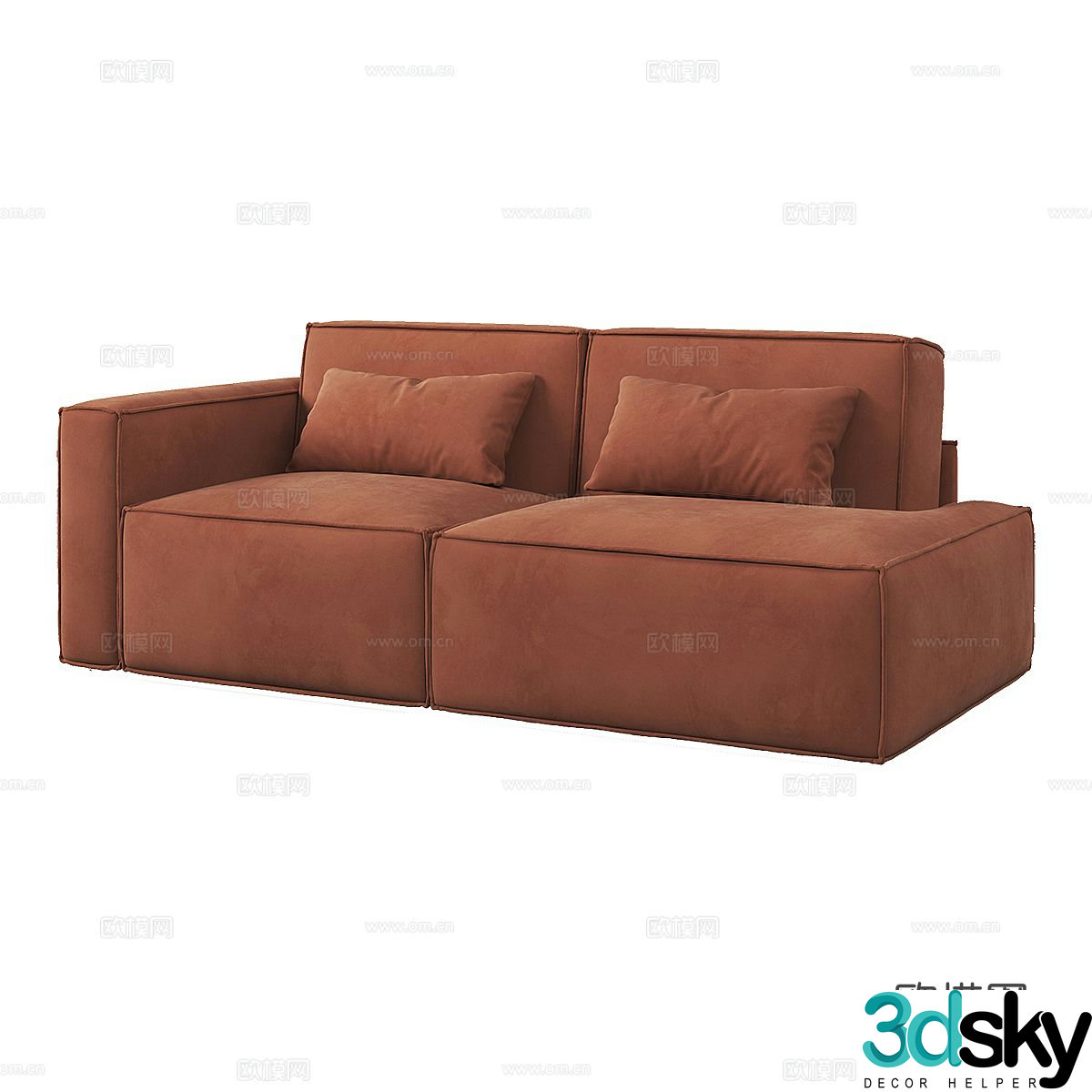 Modern simple double sofa double sofa simple sofa living room sofa pillow 3D model
