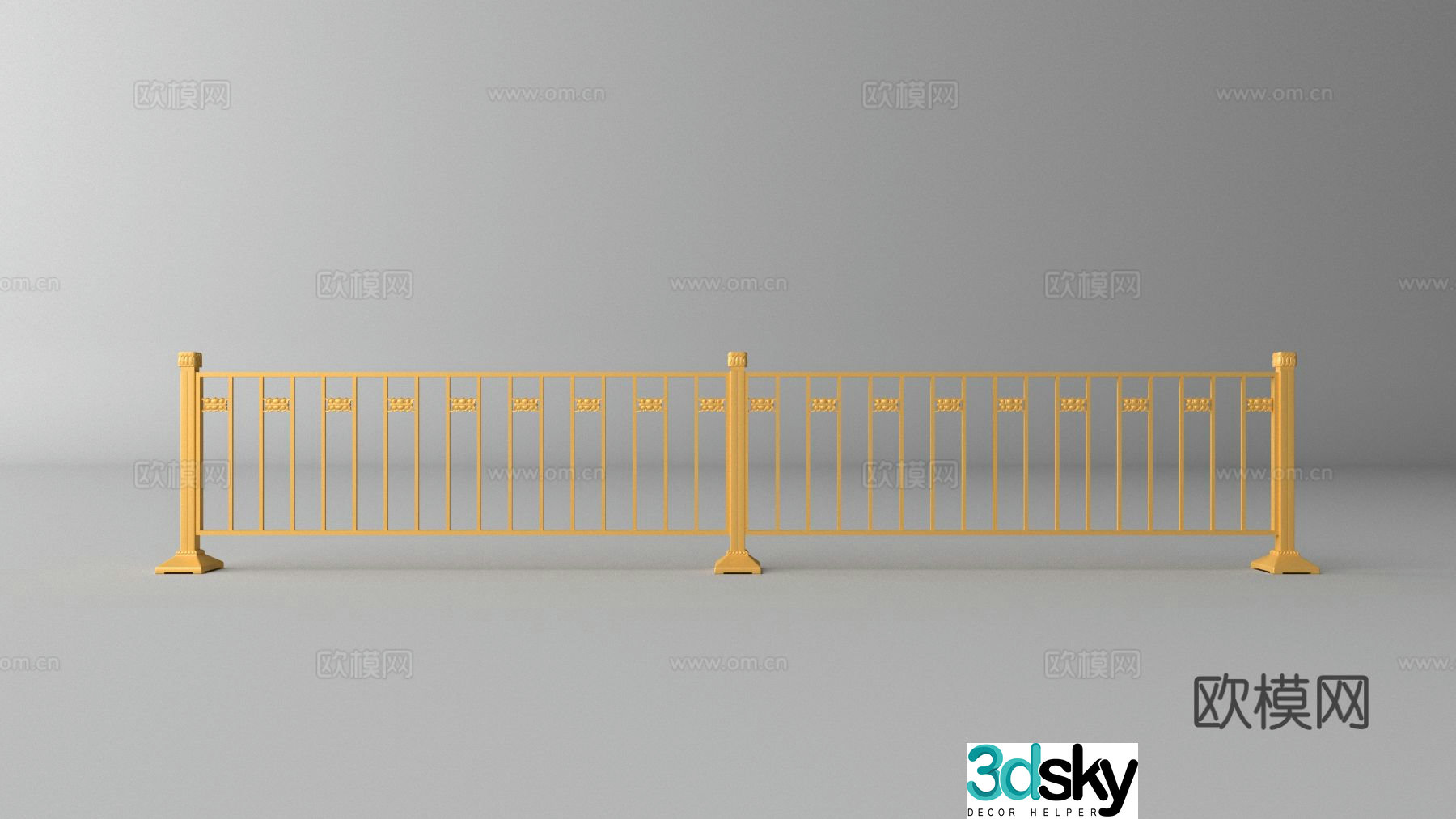 Guardrail Rail Hardware Components Fence Municipal Road Traffic Isolation Fence Golden Guardrail 3D Model