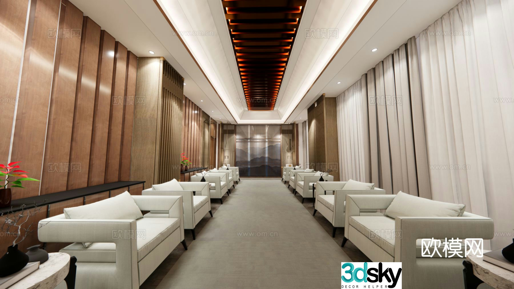 New Chinese style reception room conference room 3D model