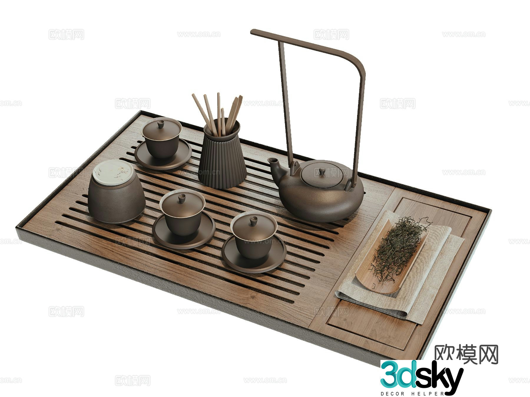 New Chinese style tea set teapot tea cup 3d model