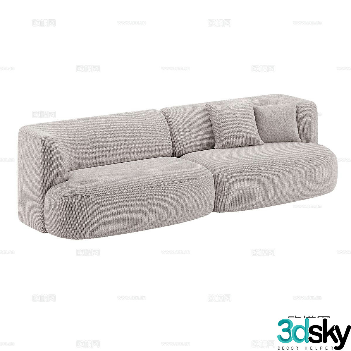 Modern simple double sofa double sofa simple sofa living room sofa pillow 3D model