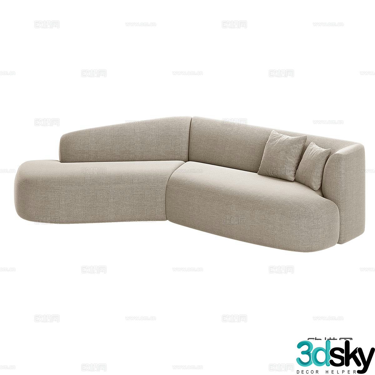Modern simple double sofa double sofa simple double sofa living room sofa 3d model