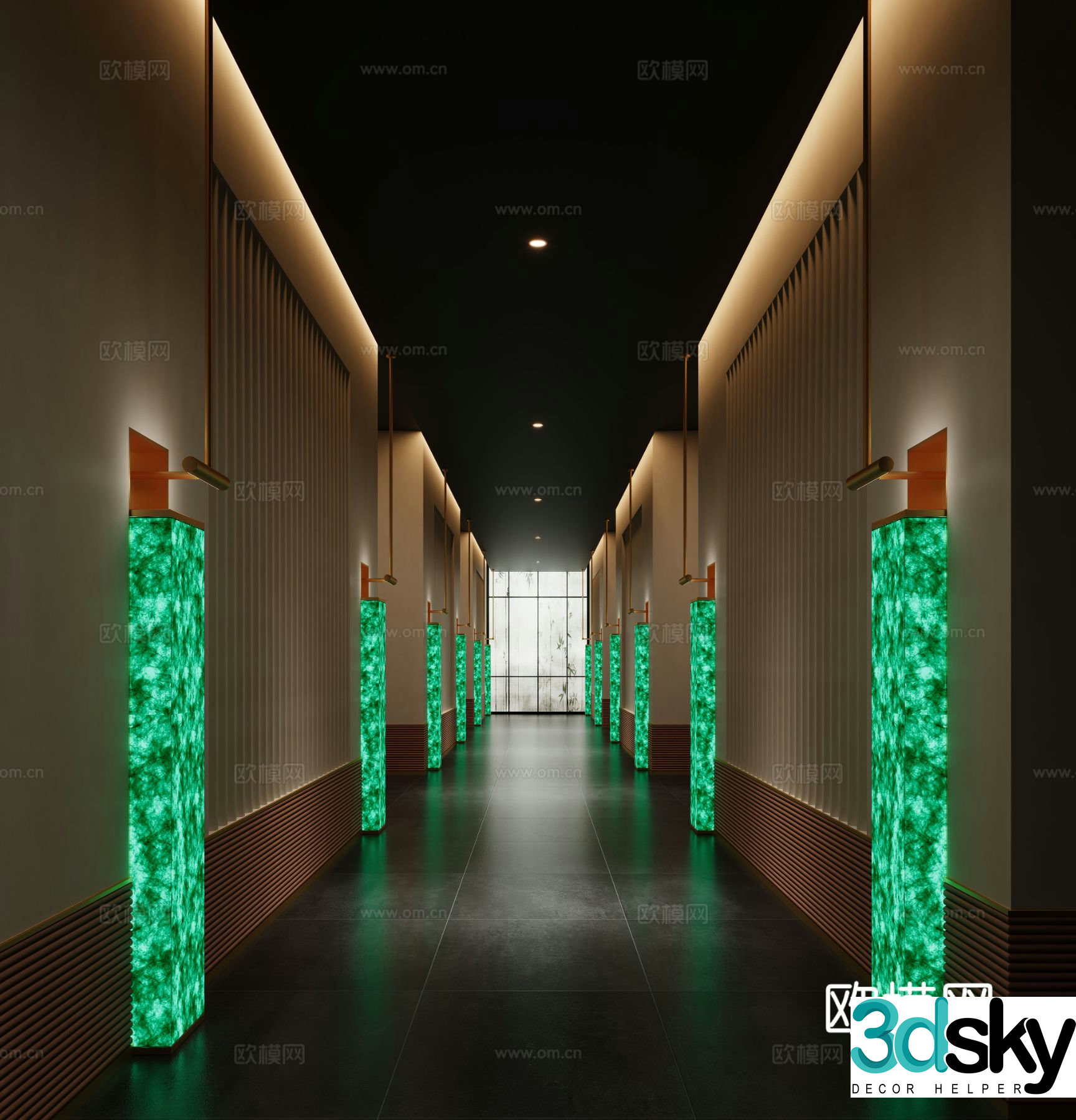 Modern aisle corridor restaurant corridor club corridor 3d model
