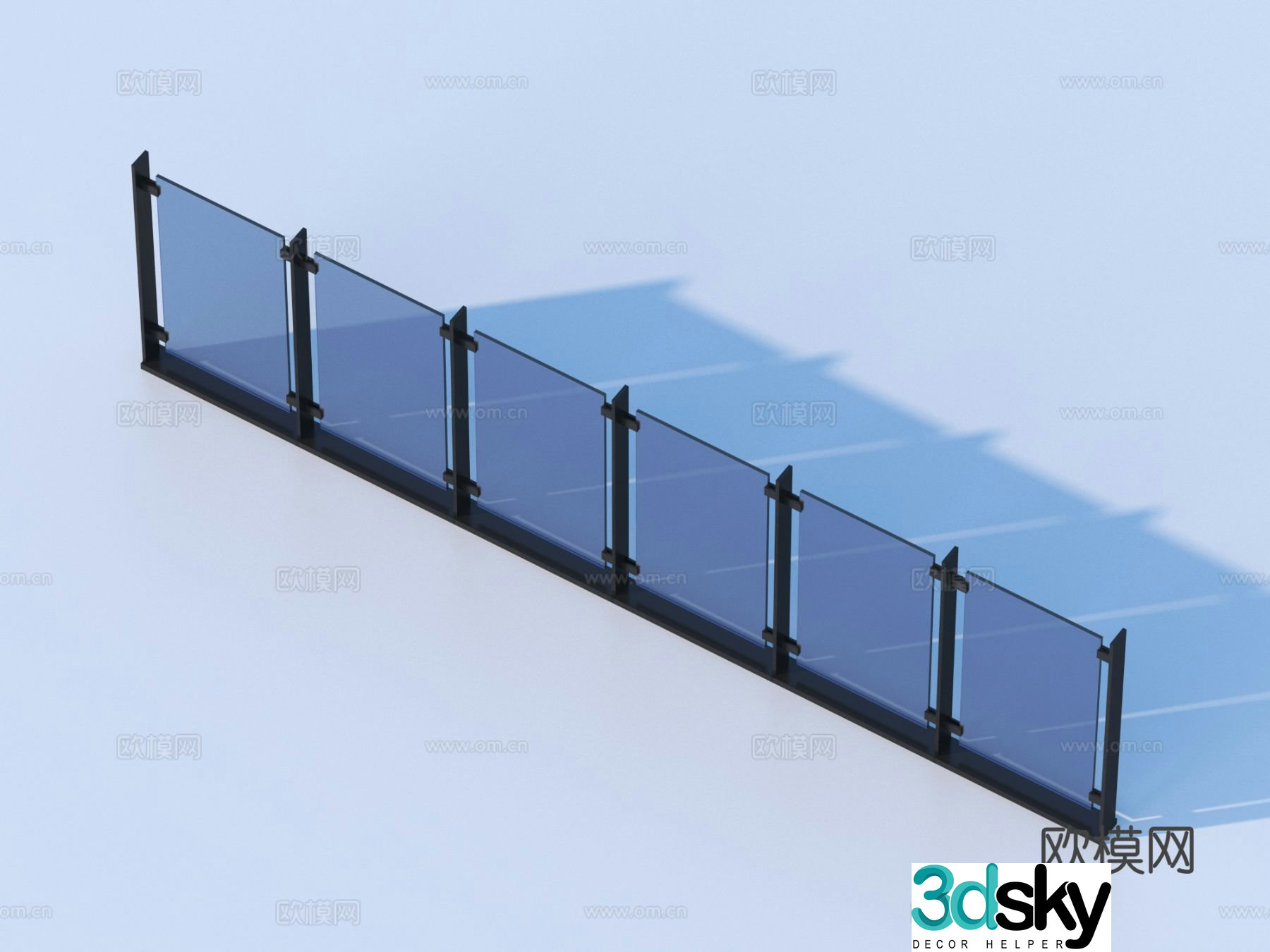 Glass Rail Handrail Fence Guardrail Railing 3d Model